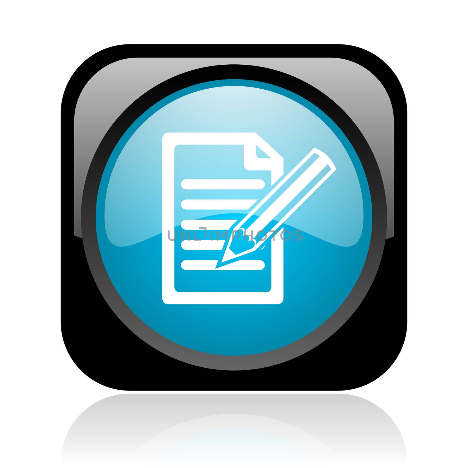 subscribe black and blue square web glossy icon