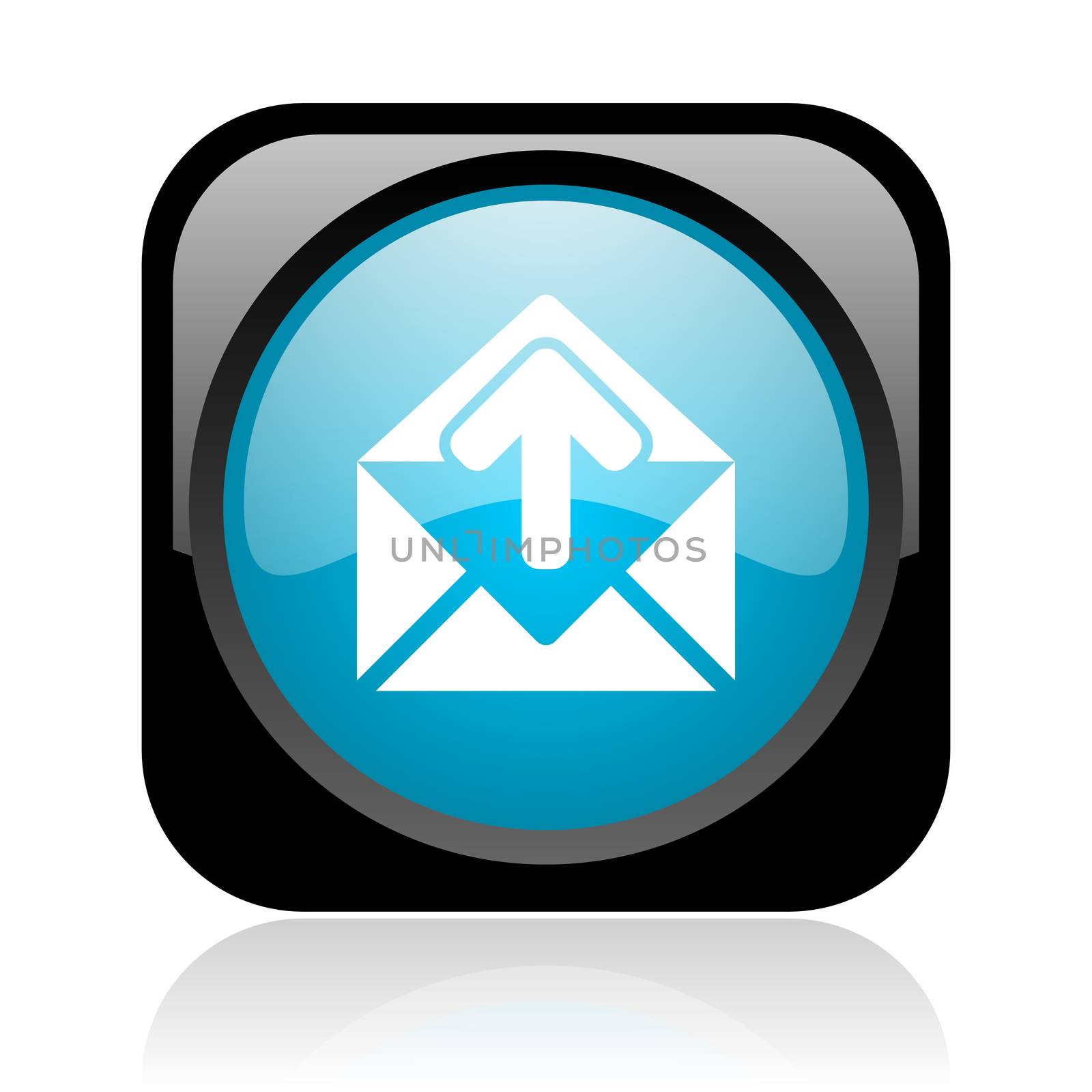 mail black and blue square web glossy icon