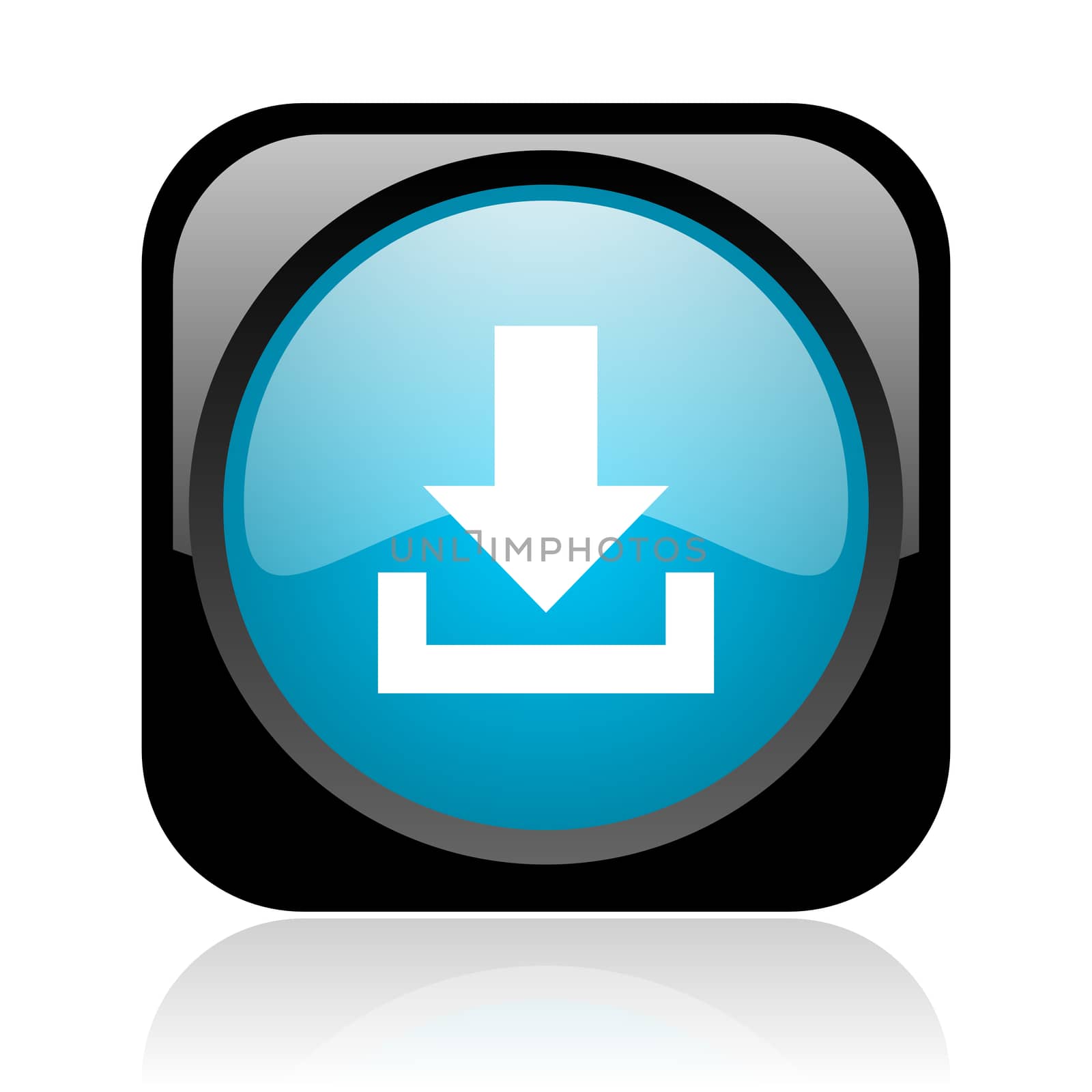 download black and blue square web glossy icon