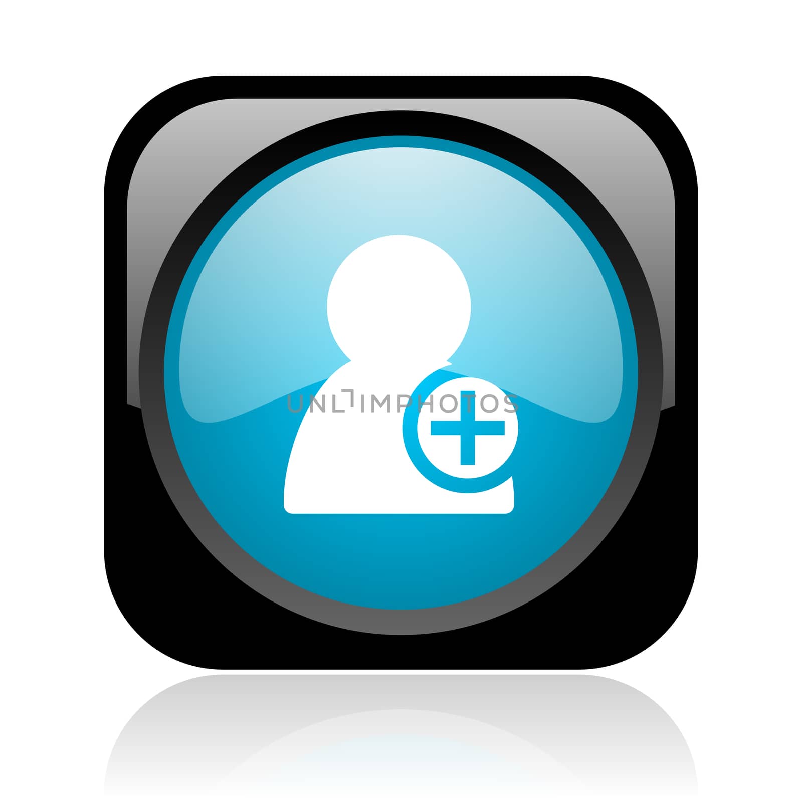 add contact black and blue square web glossy icon
