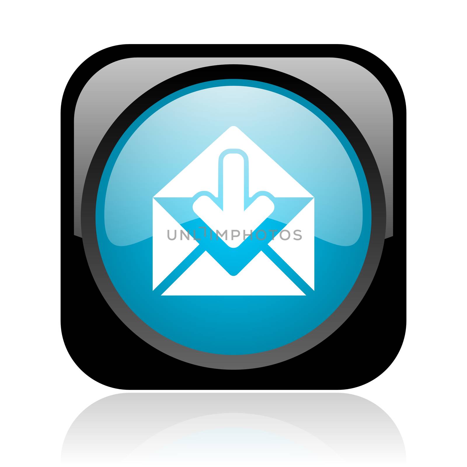 mail black and blue square web glossy icon