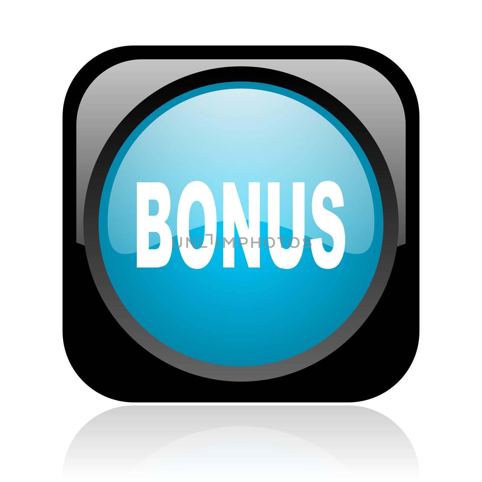 bonus black and blue square web glossy icon