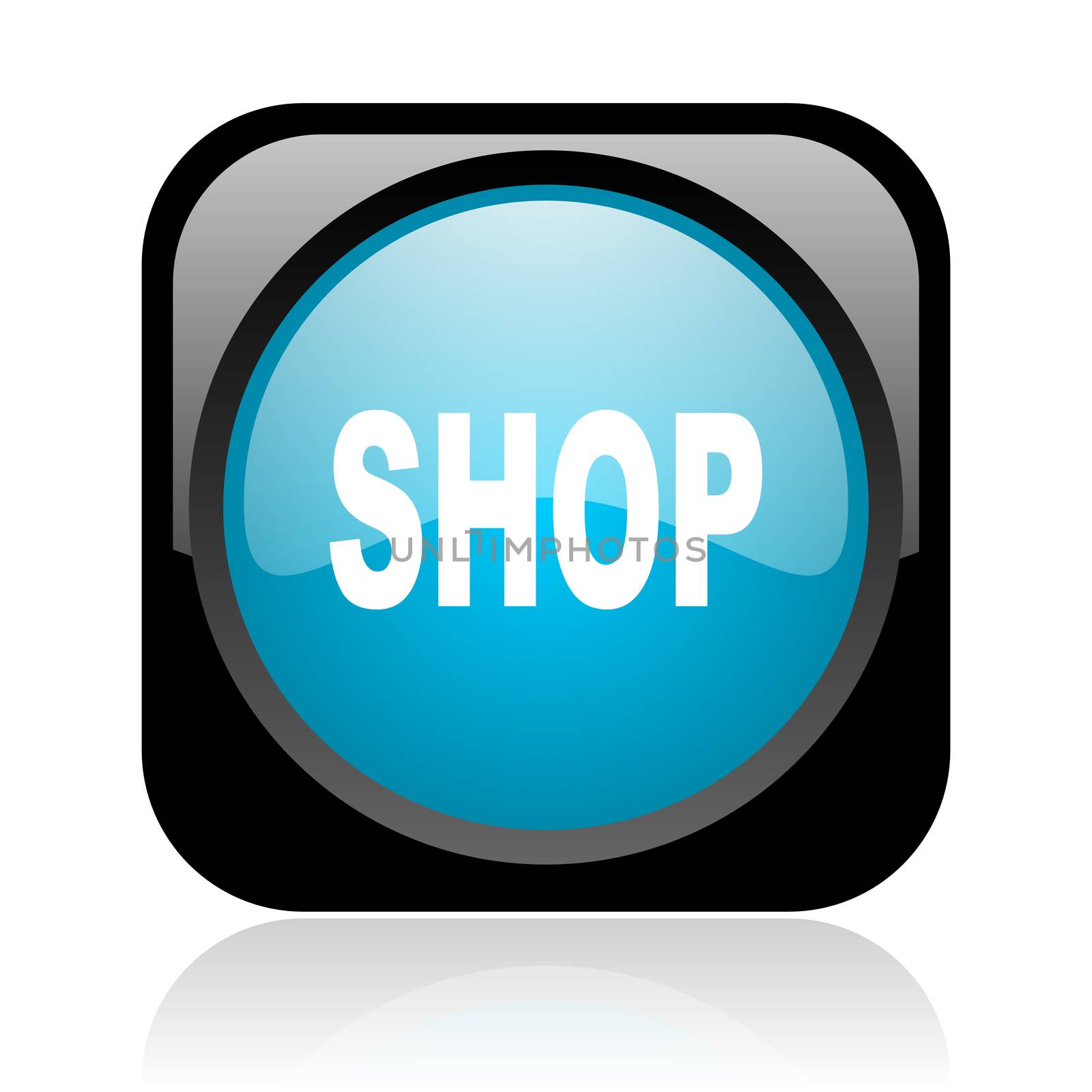 shop black and blue square web glossy icon