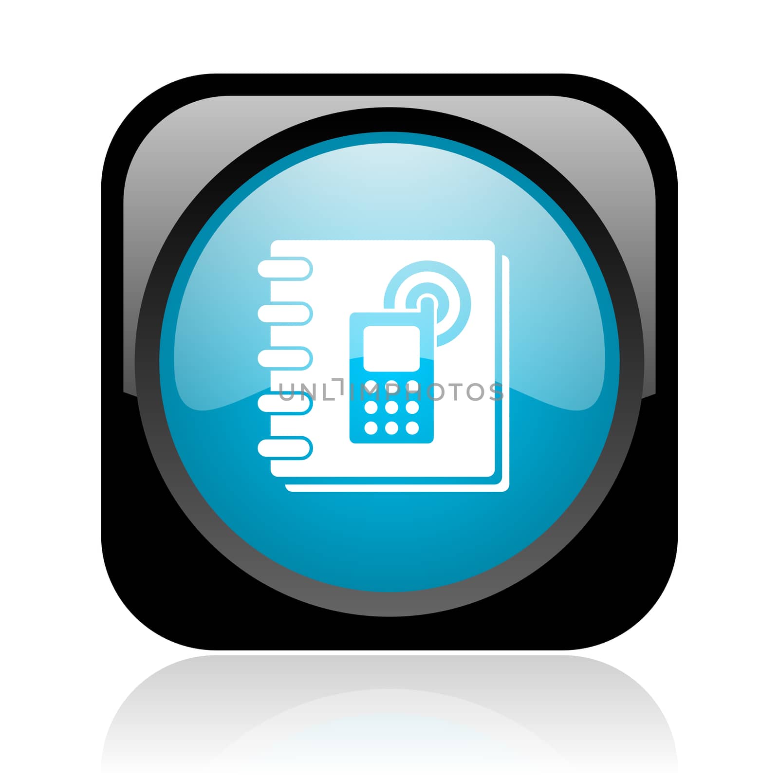phonebook black and blue square web glossy icon