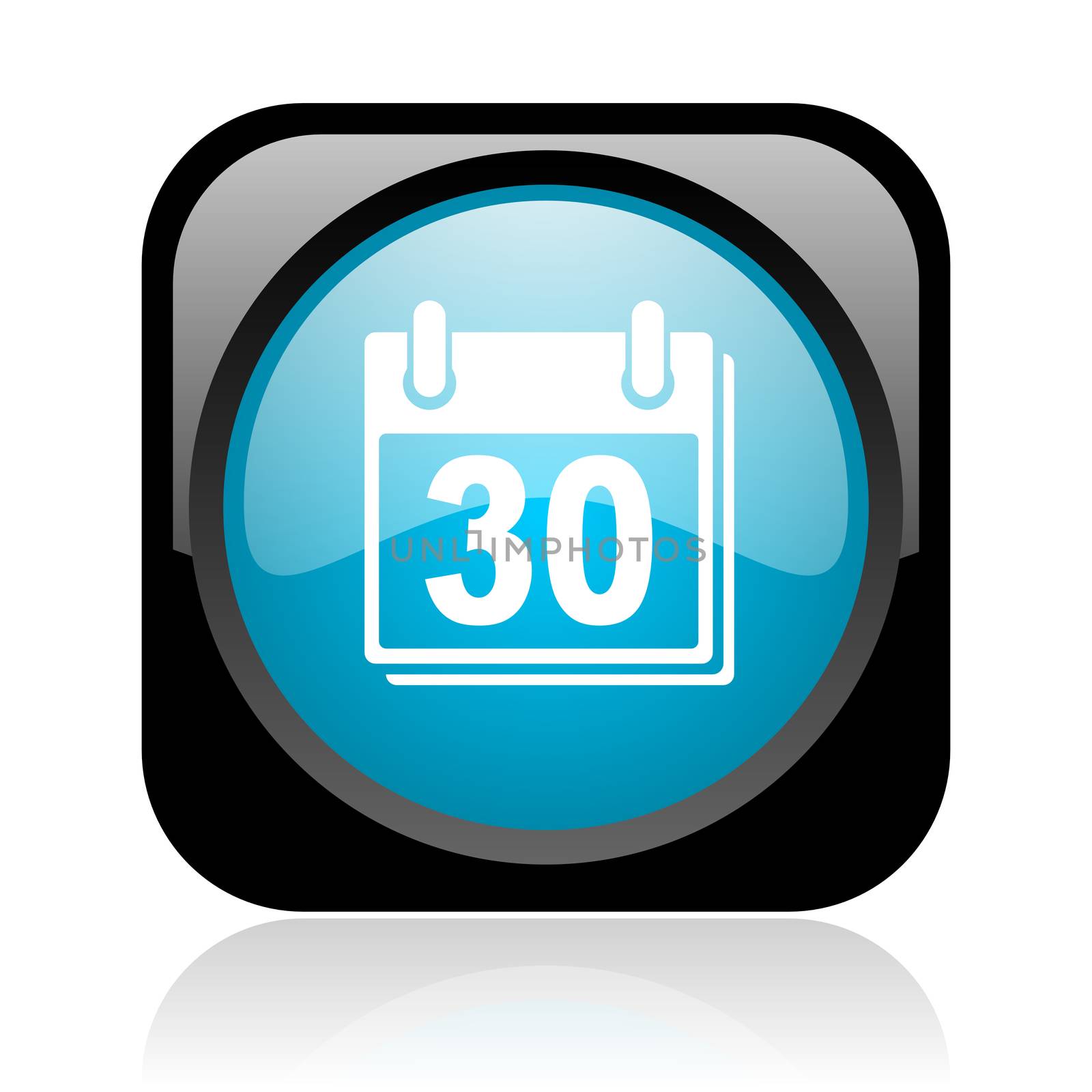 calendar black and blue square web glossy icon