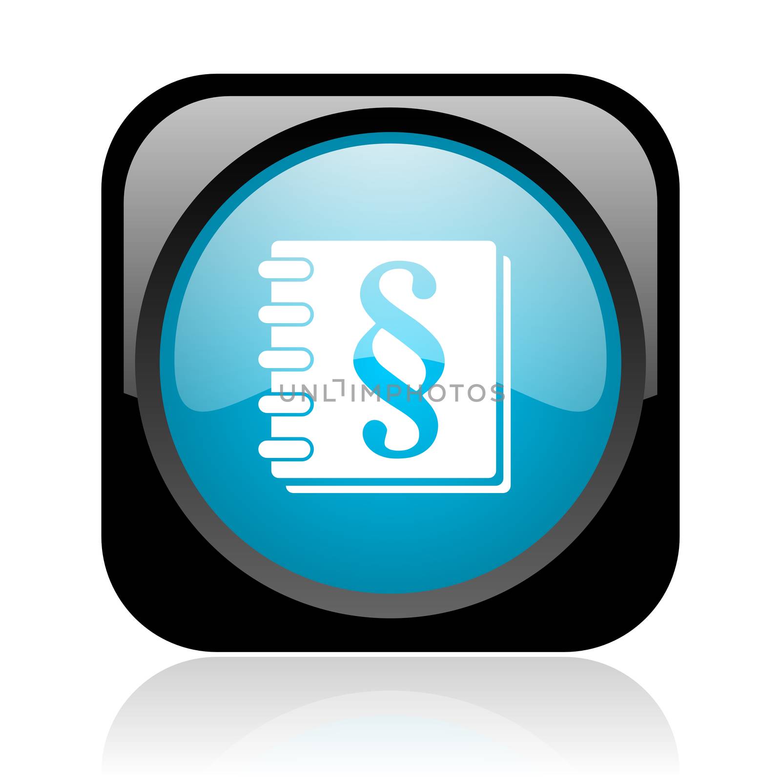 law black and blue square web glossy icon