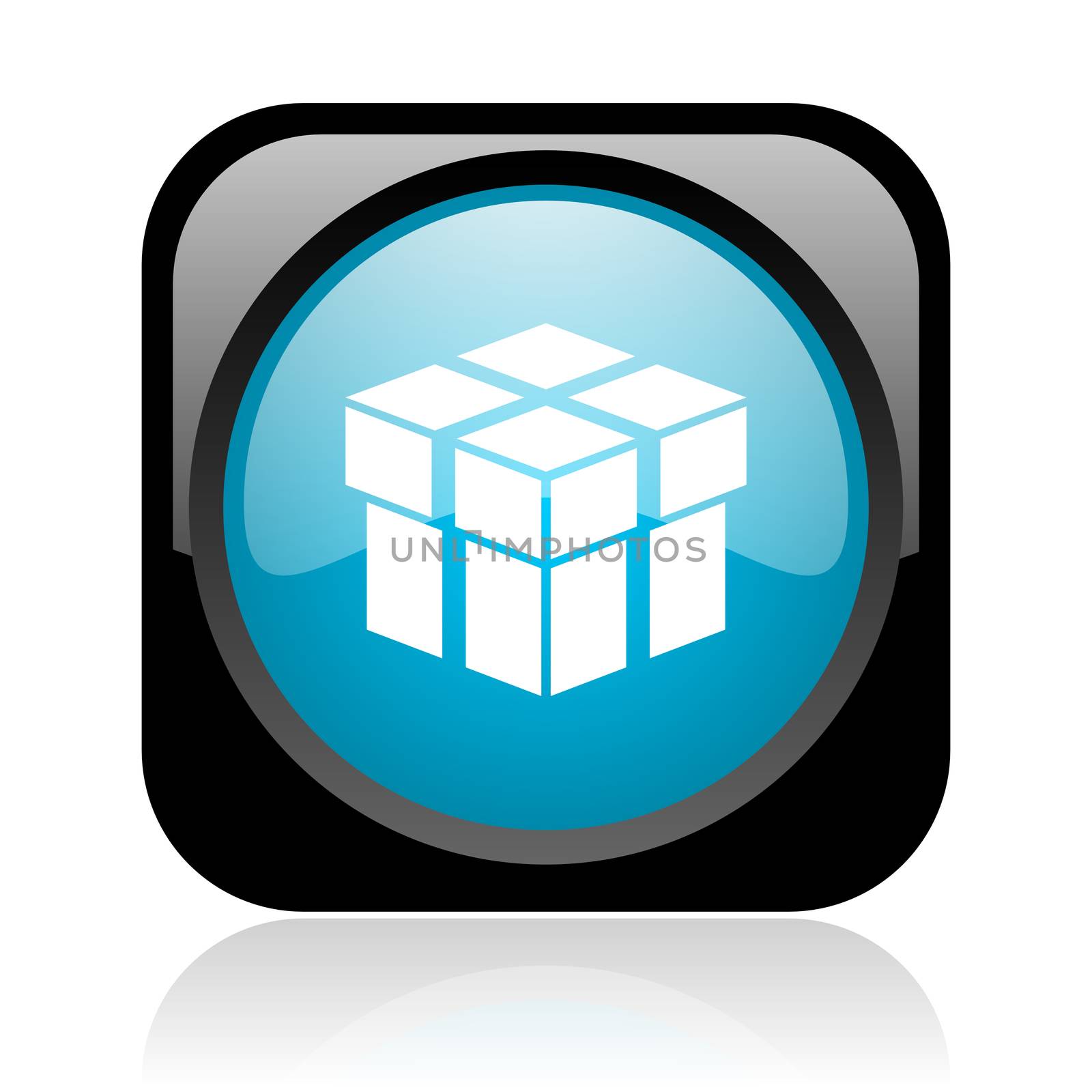 box black and blue square web glossy icon