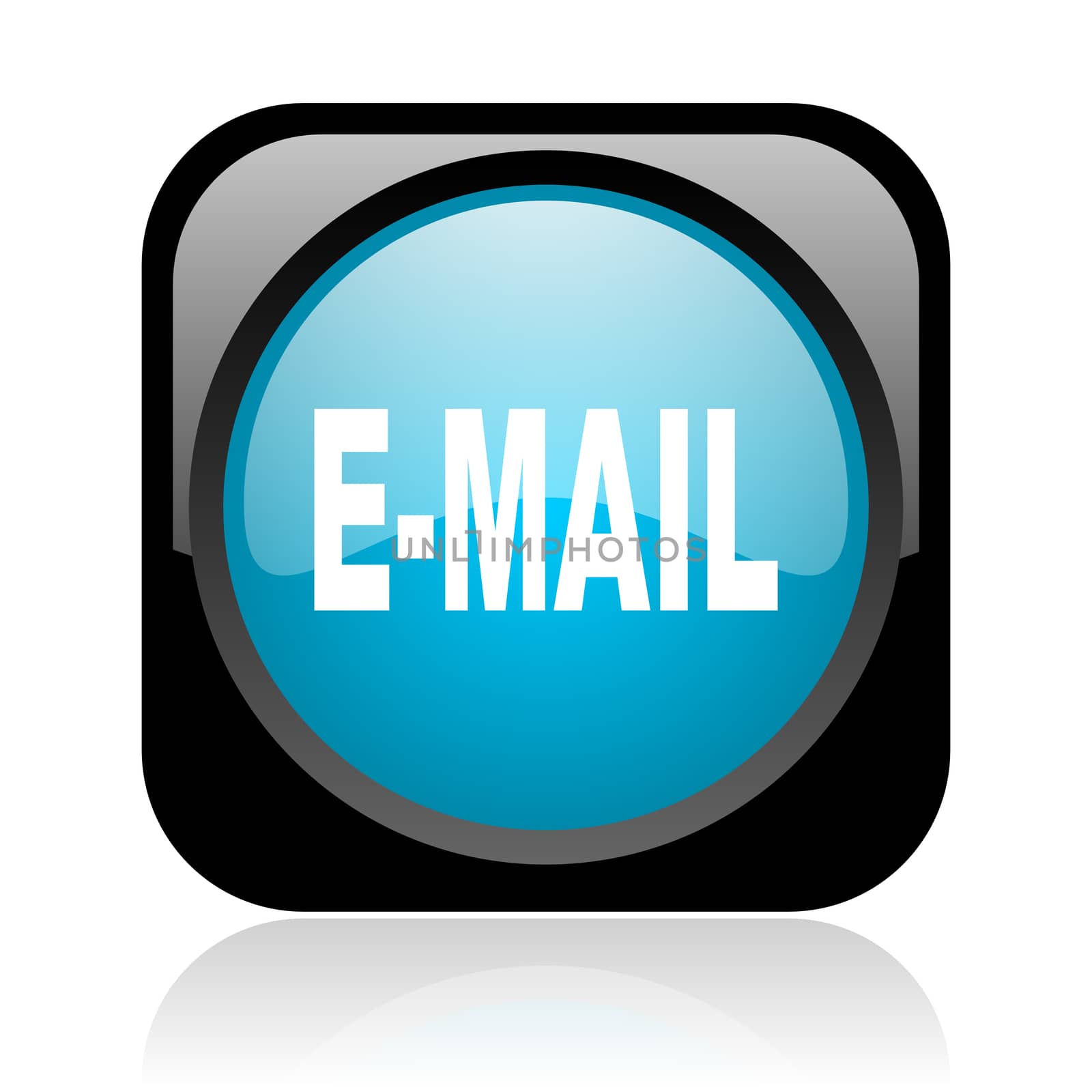 mail black and blue square web glossy icon