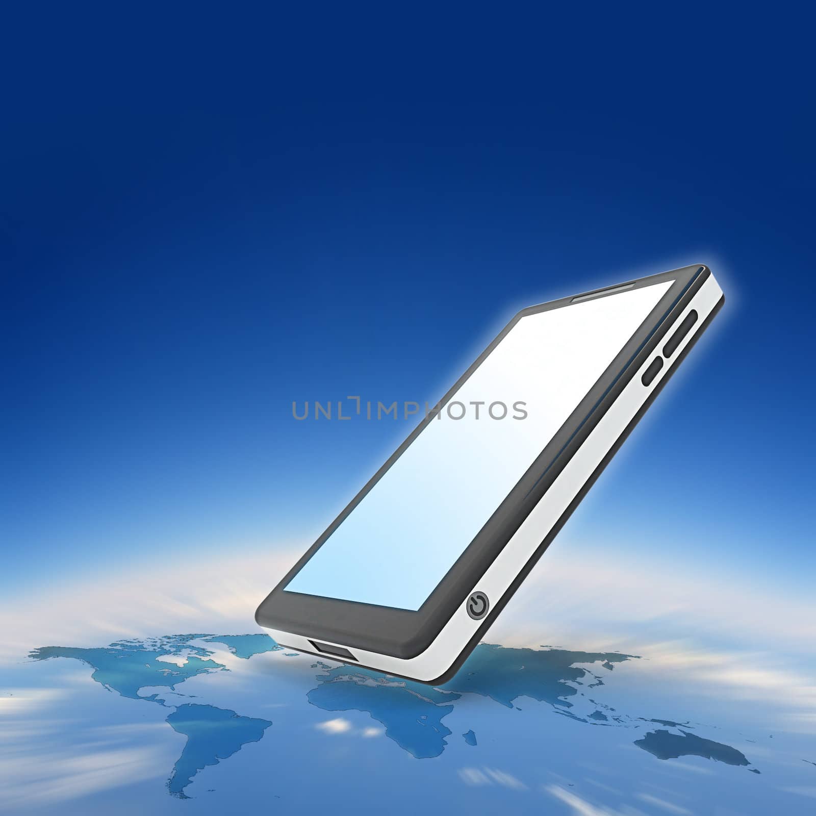 Smart Phone with Earth map background