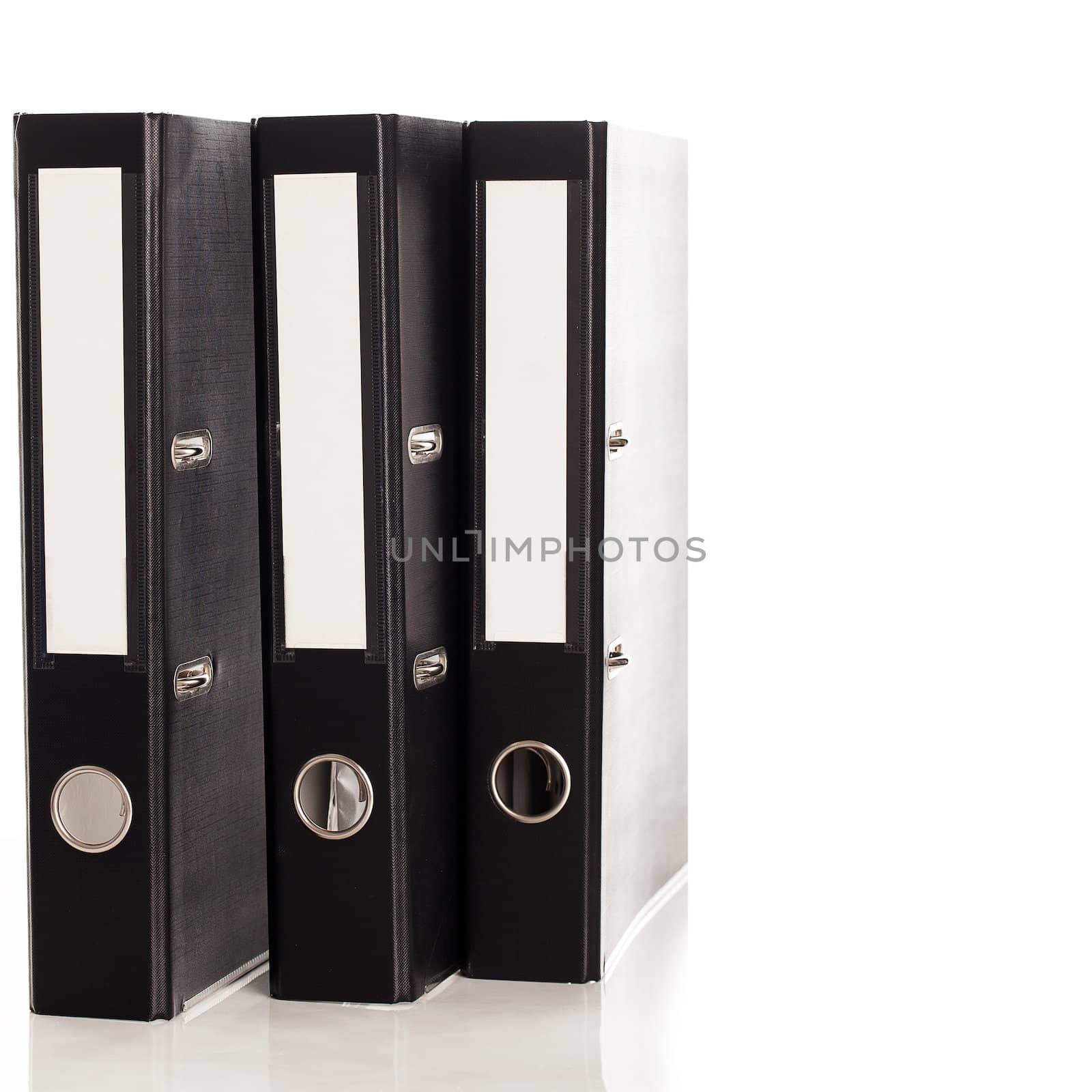 Office black document folders over white background