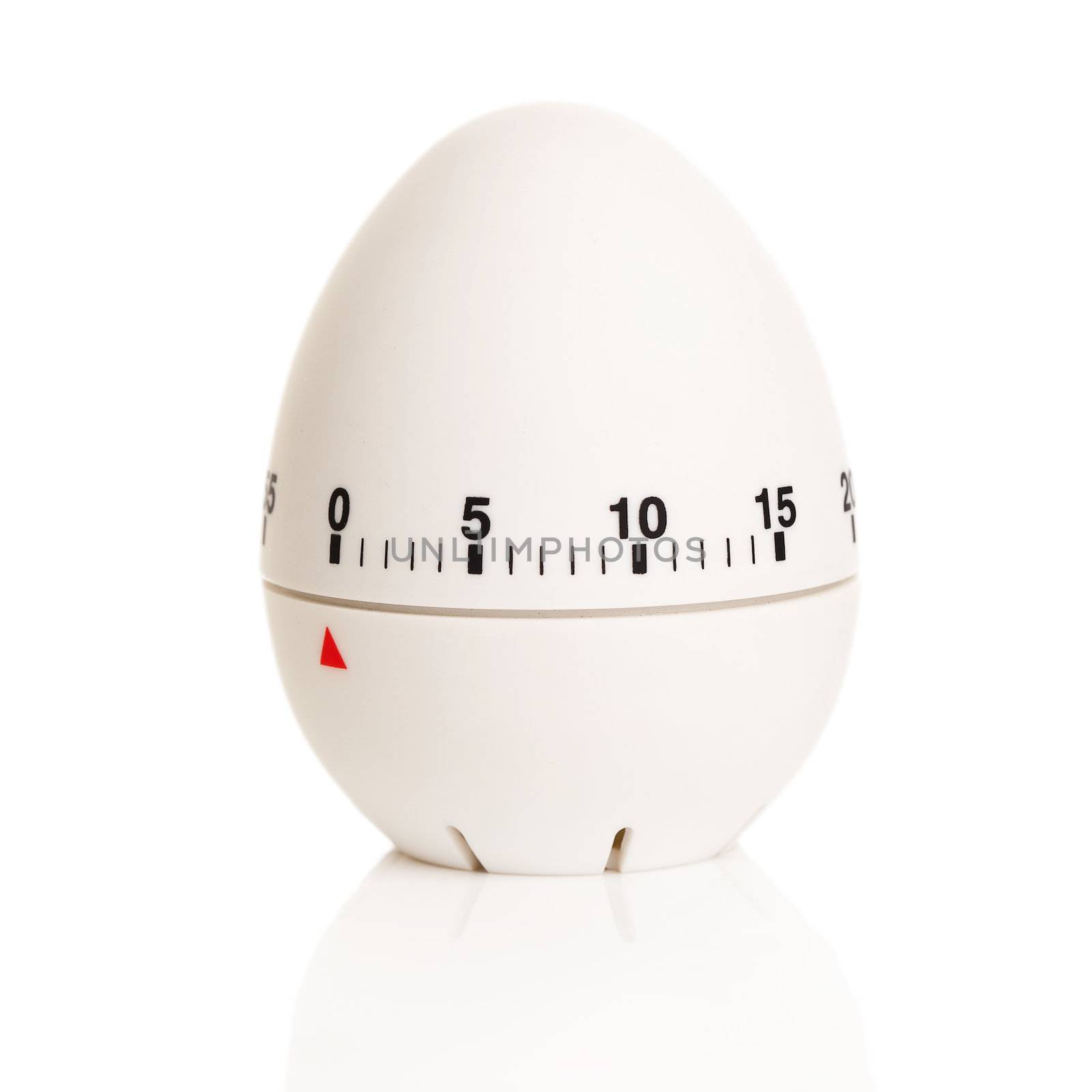 Egg-shaped timer on a white background