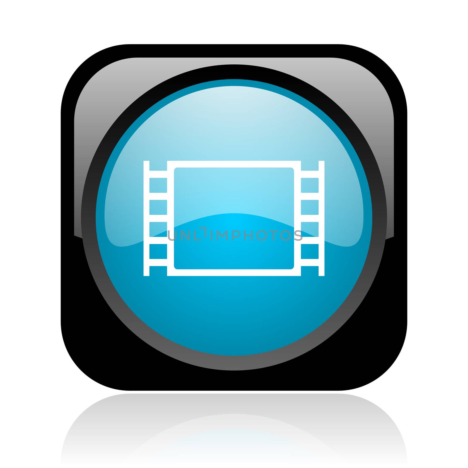 movie black and blue square web glossy icon