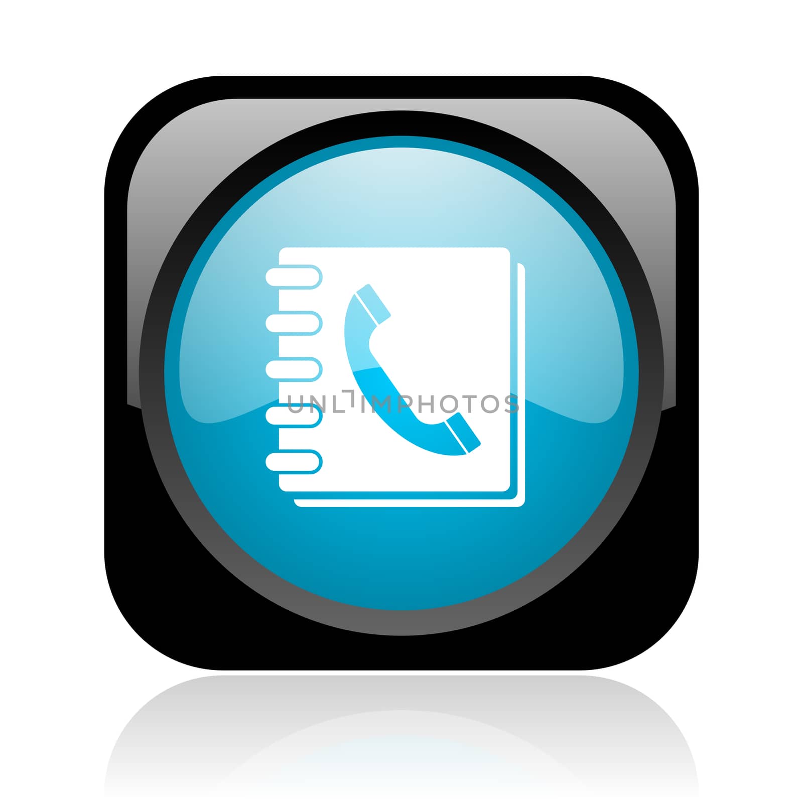 phonebook black and blue square web glossy icon