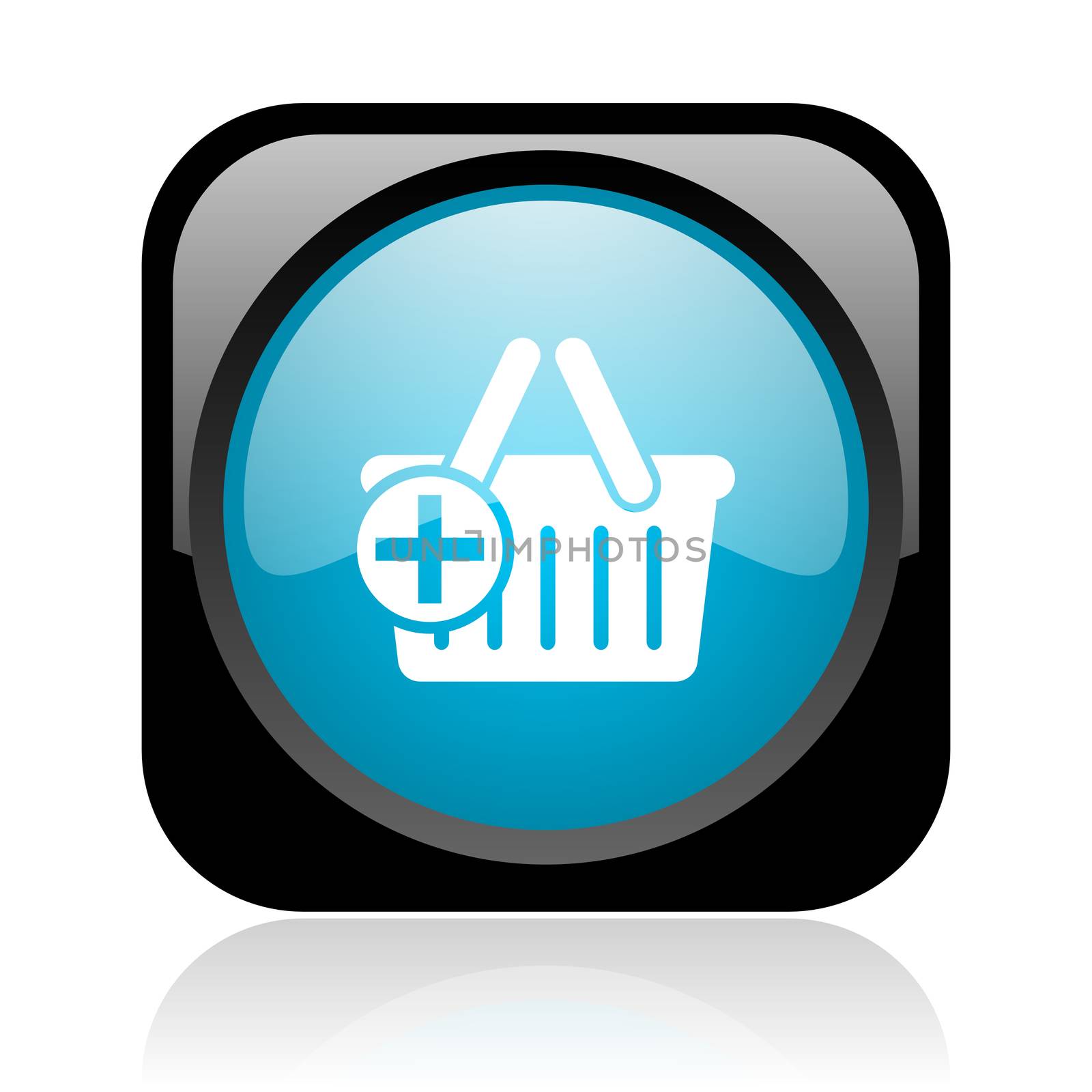 shopping cart black and blue square web glossy icon