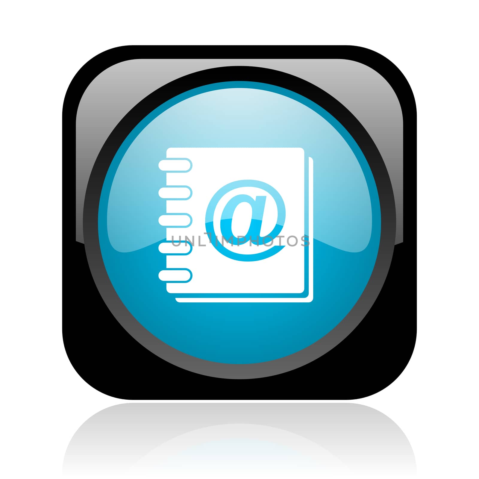 address book black and blue square web glossy icon