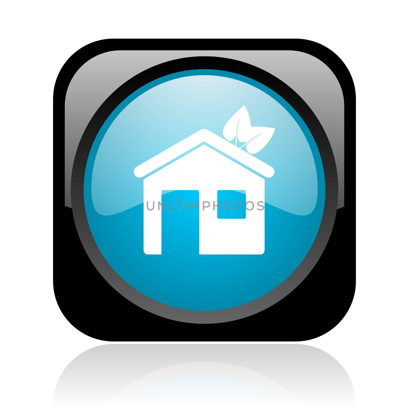 home black and blue square web glossy icon