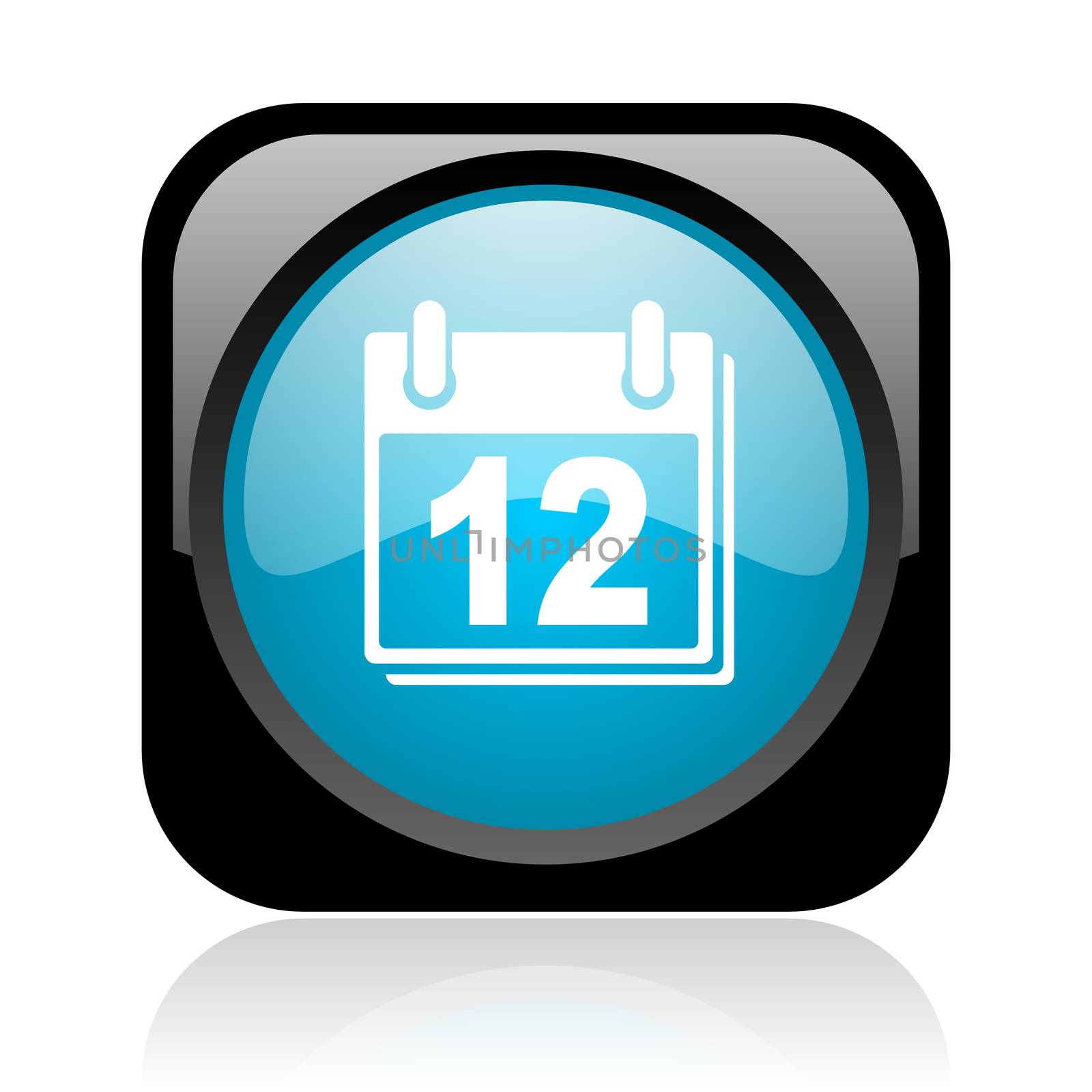 planner black and blue square web glossy icon