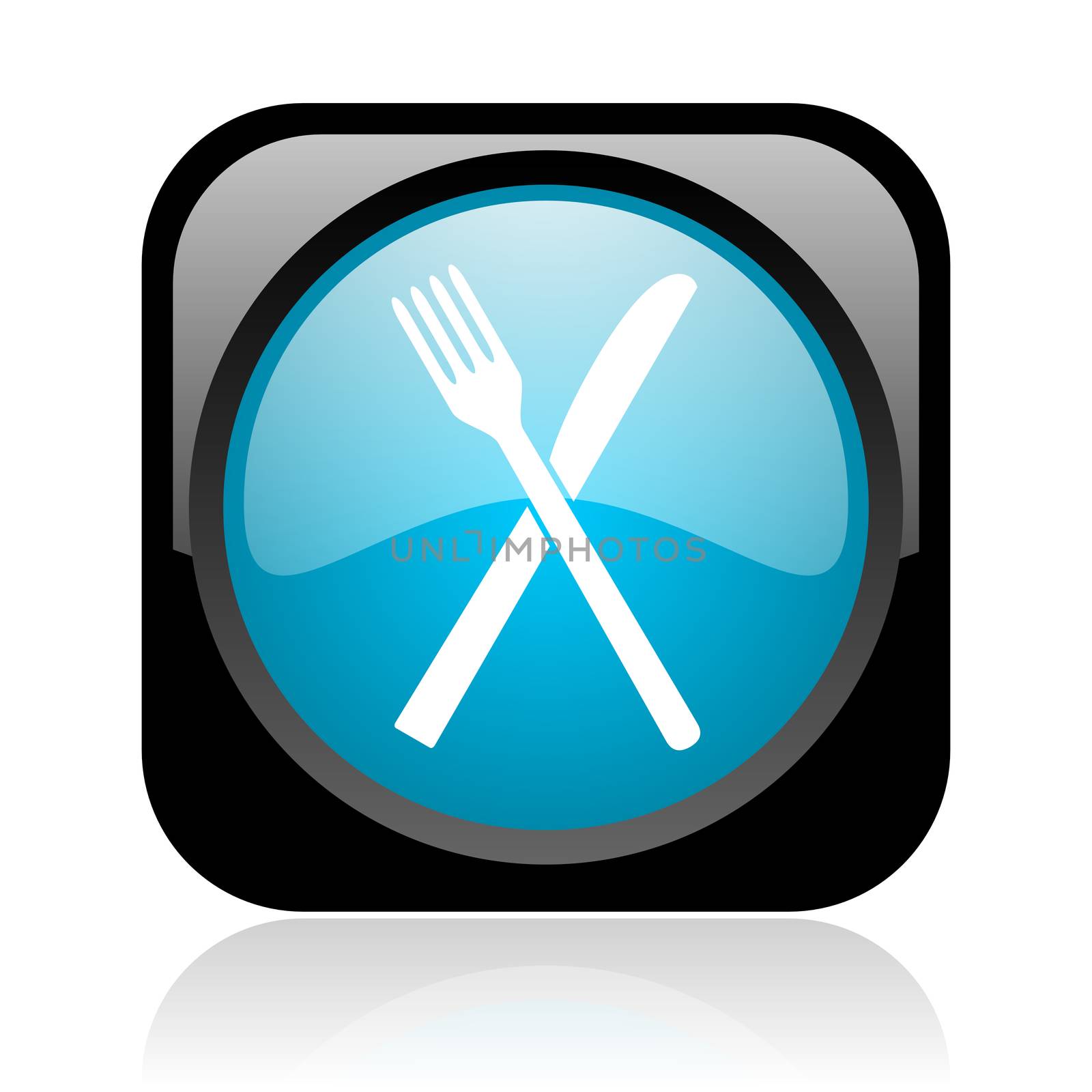 food black and blue square web glossy icon
