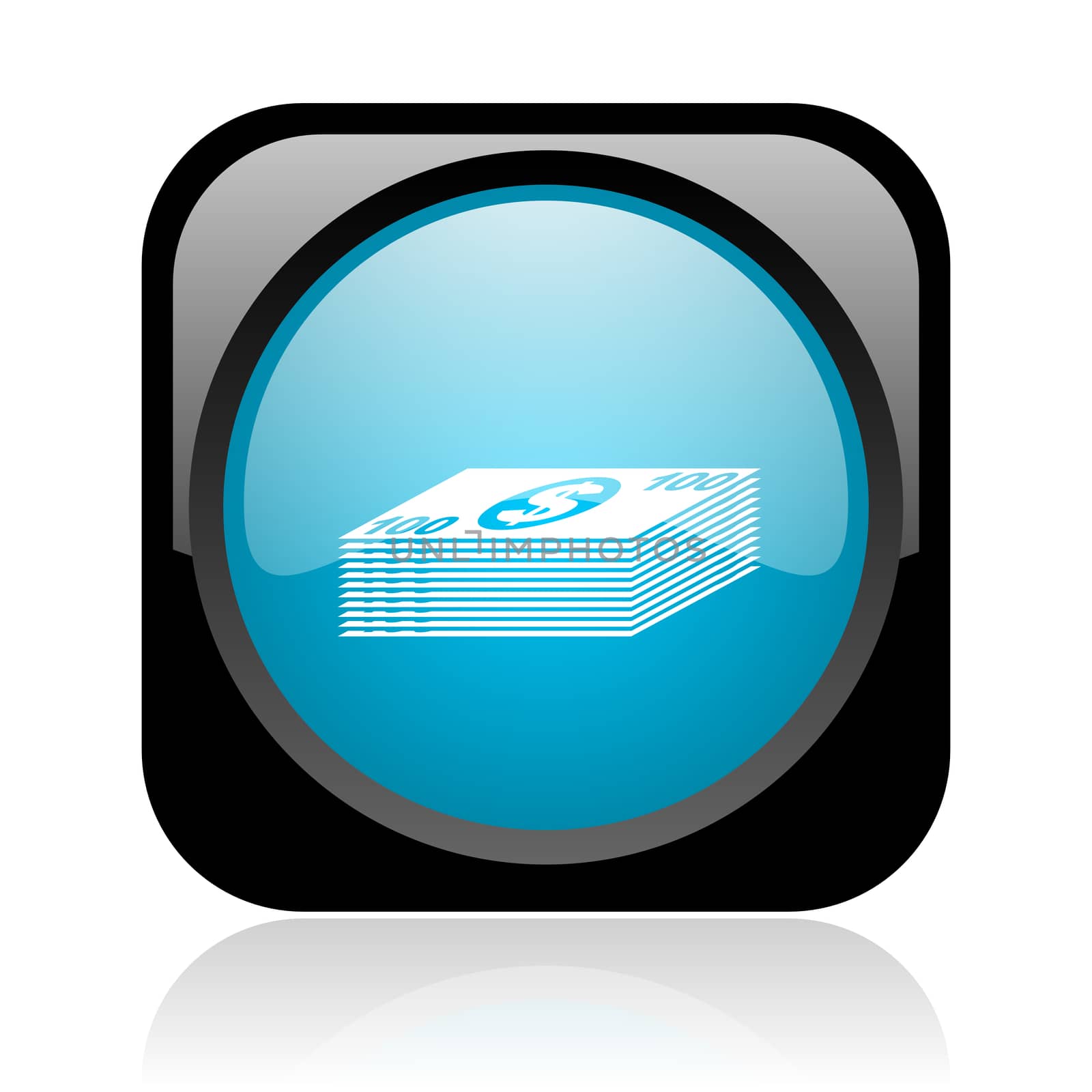 money black and blue square web glossy icon