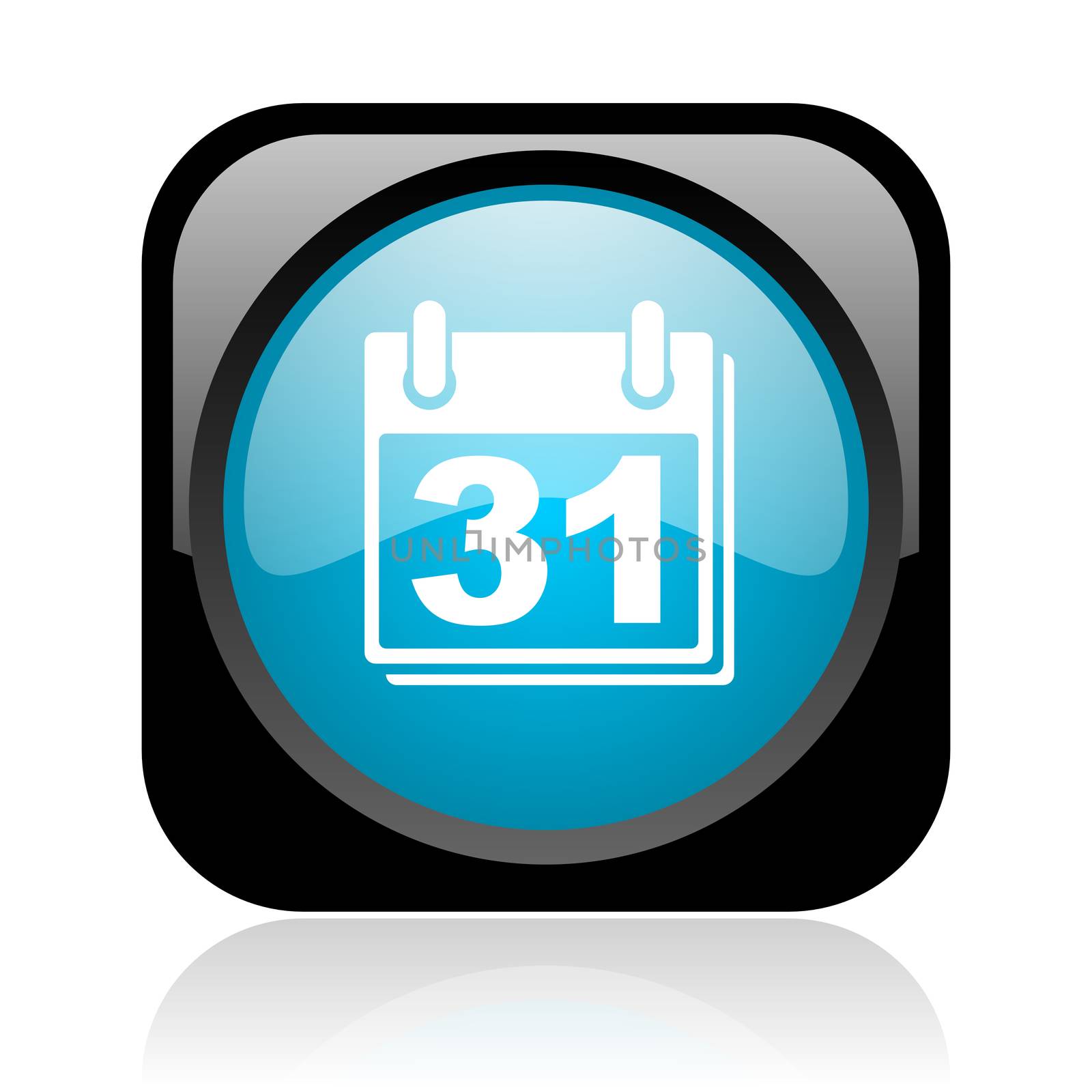 calendar black and blue square web glossy icon