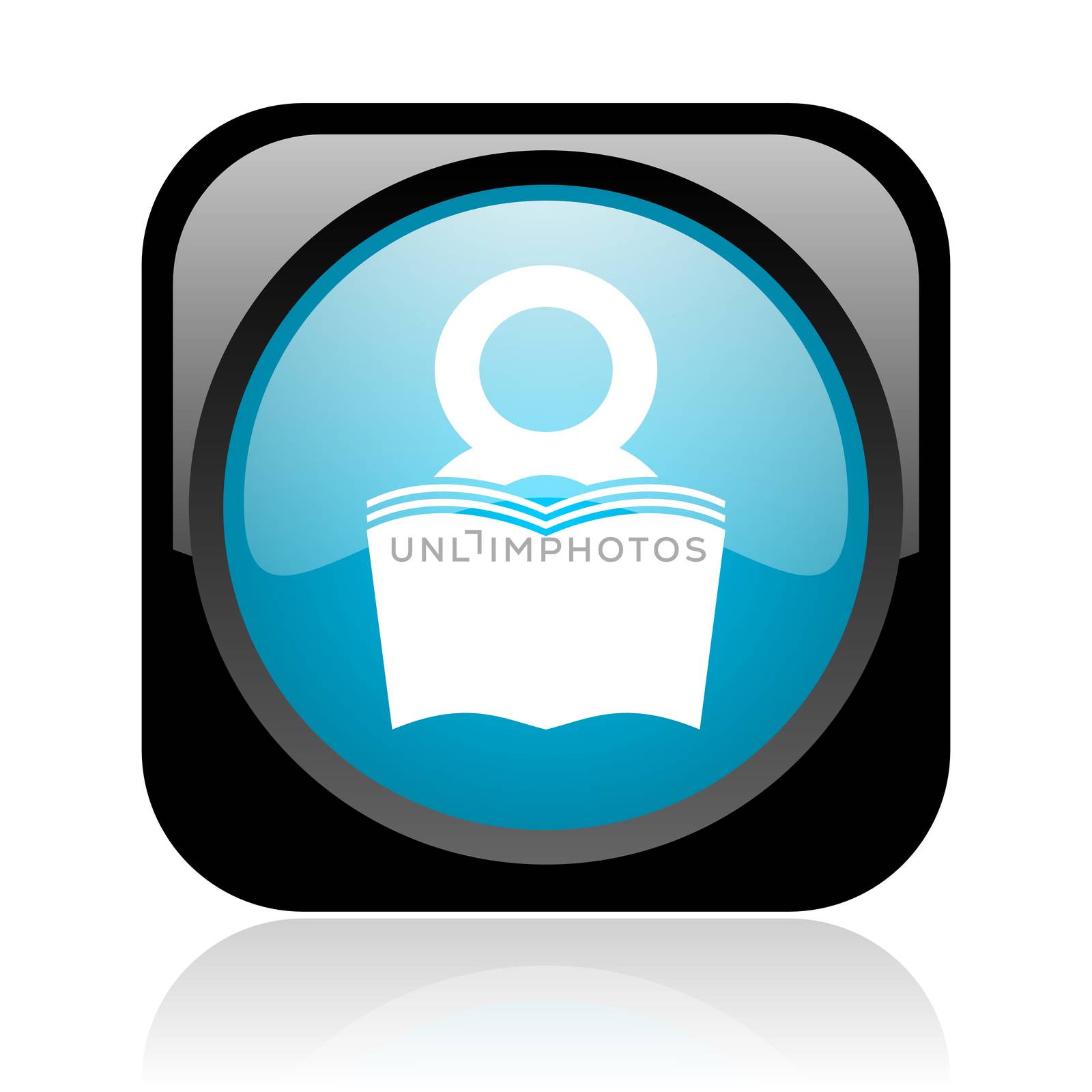 book black and blue square web glossy icon