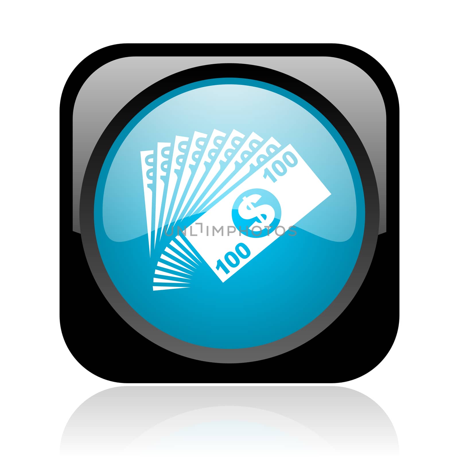 money black and blue square web glossy icon