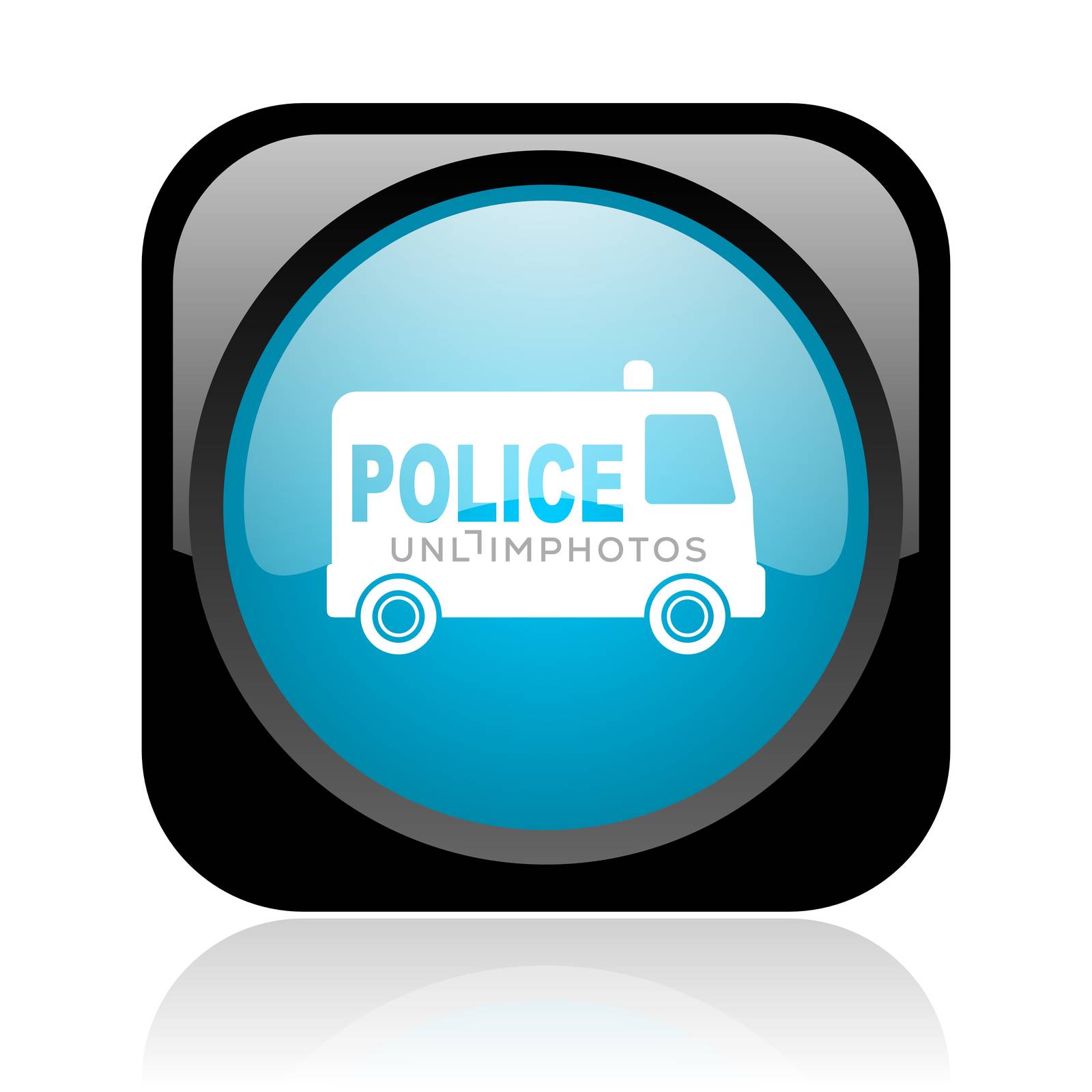 police black and blue square web glossy icon