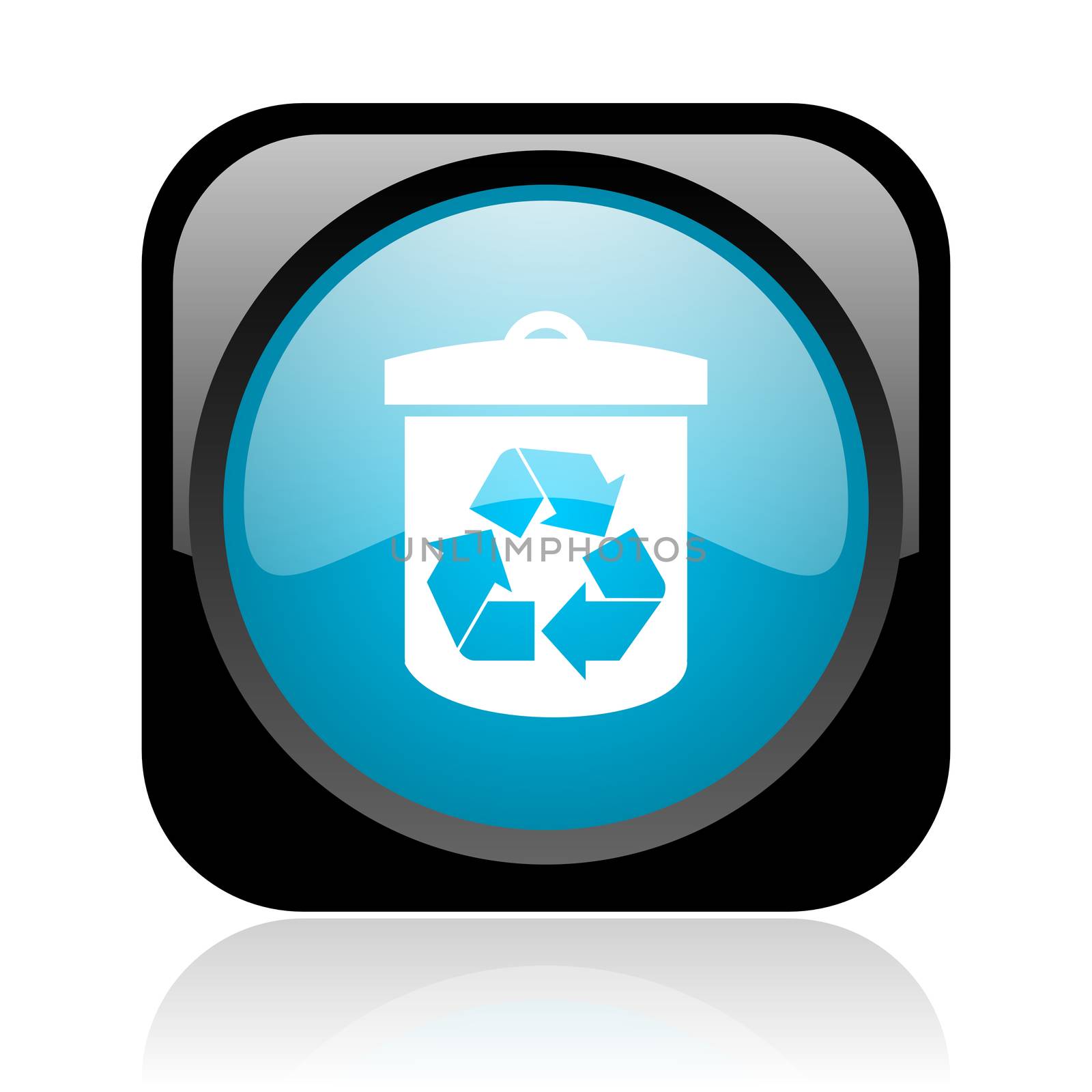 recycle black and blue square web glossy icon
