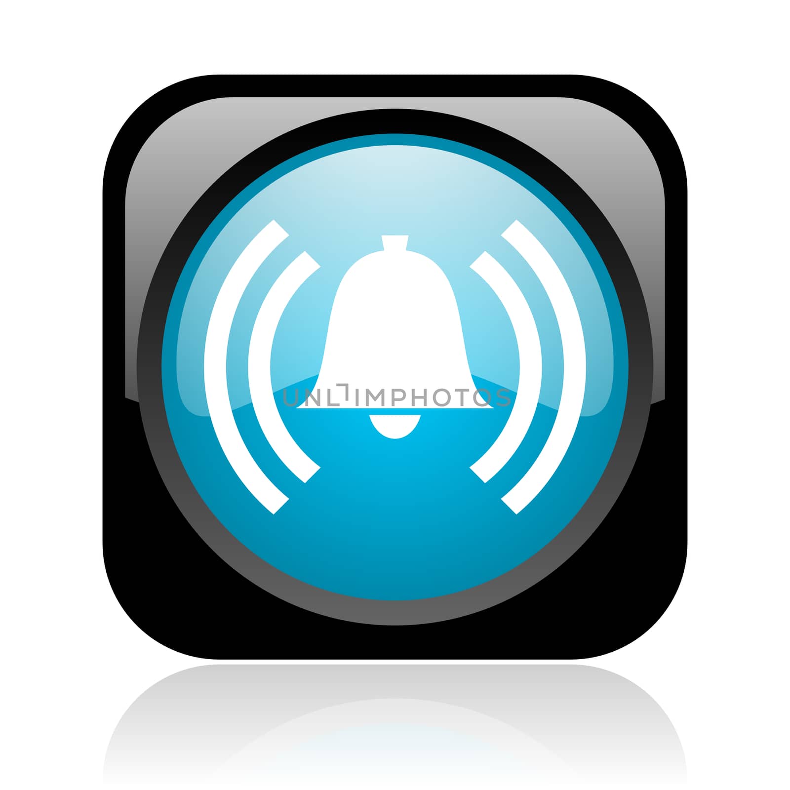 alarm black and blue square web glossy icon