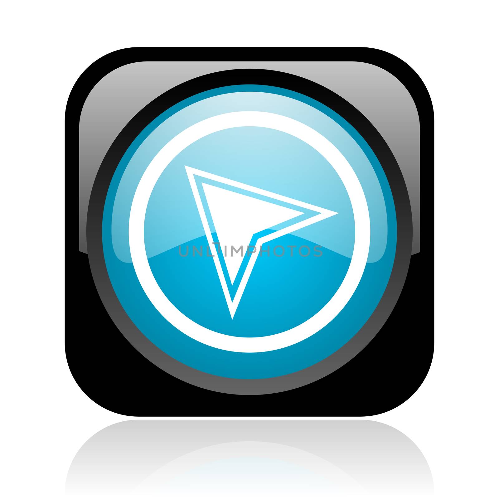 navigation black and blue square web glossy icon