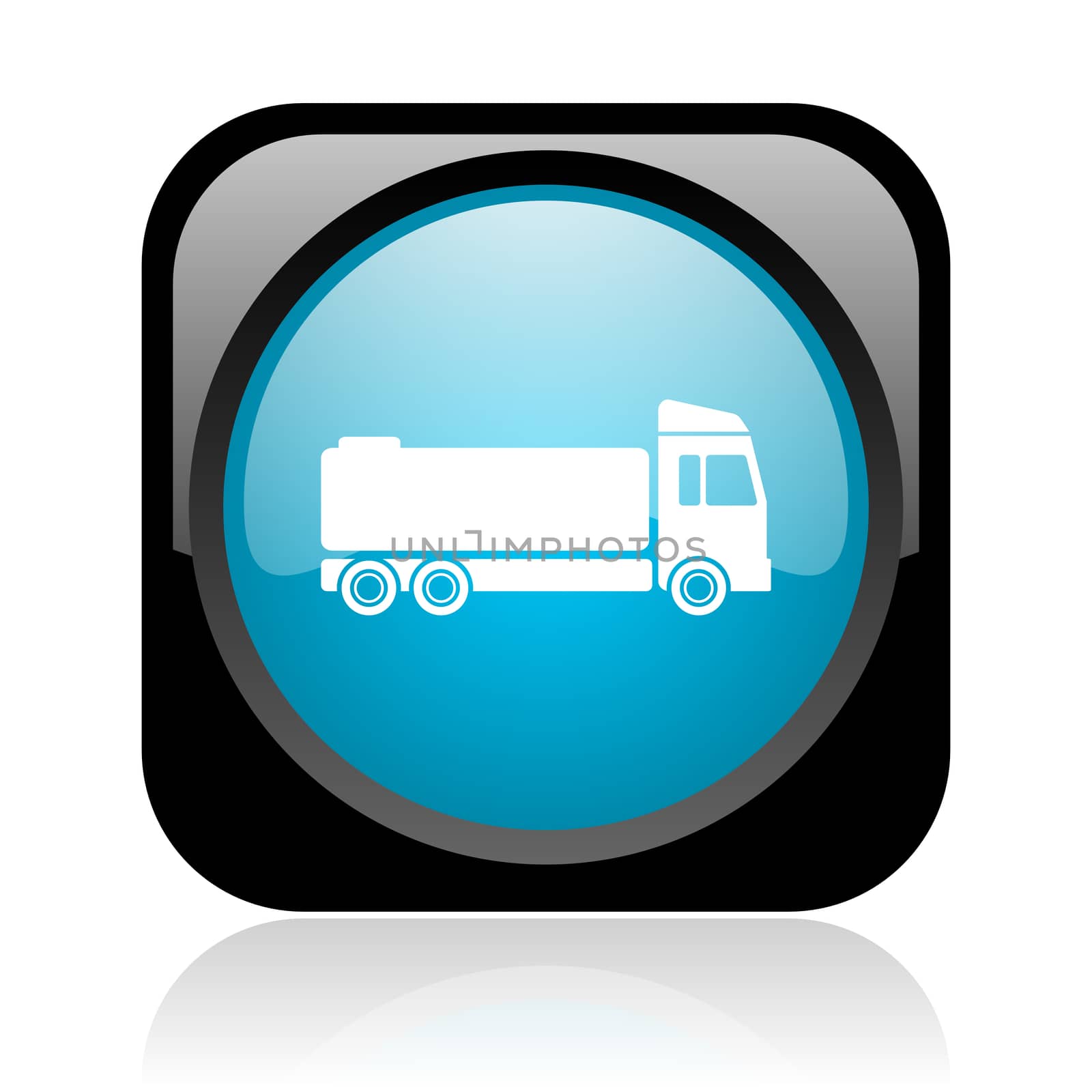 truck black and blue square web glossy icon