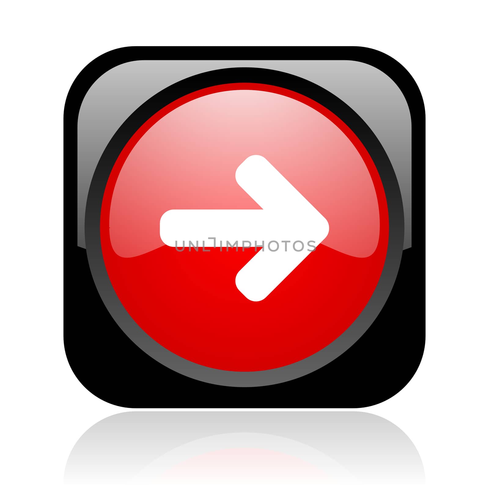 arrow right black and red square web glossy icon