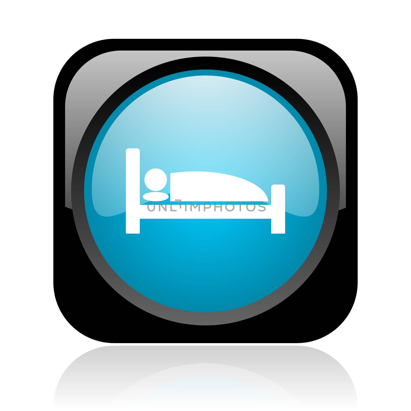 hotel black and blue square web glossy icon