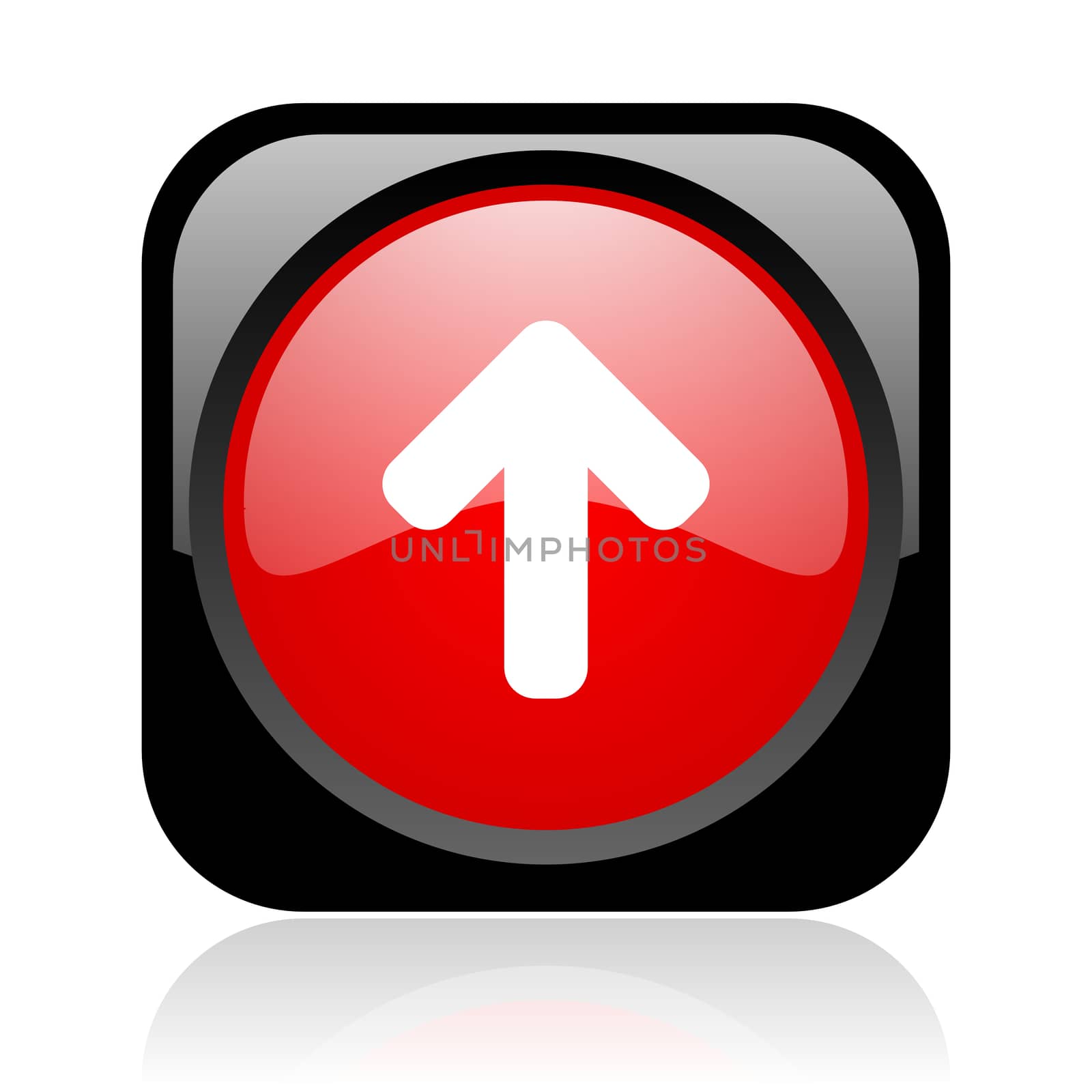 arrow up black and red square web glossy icon