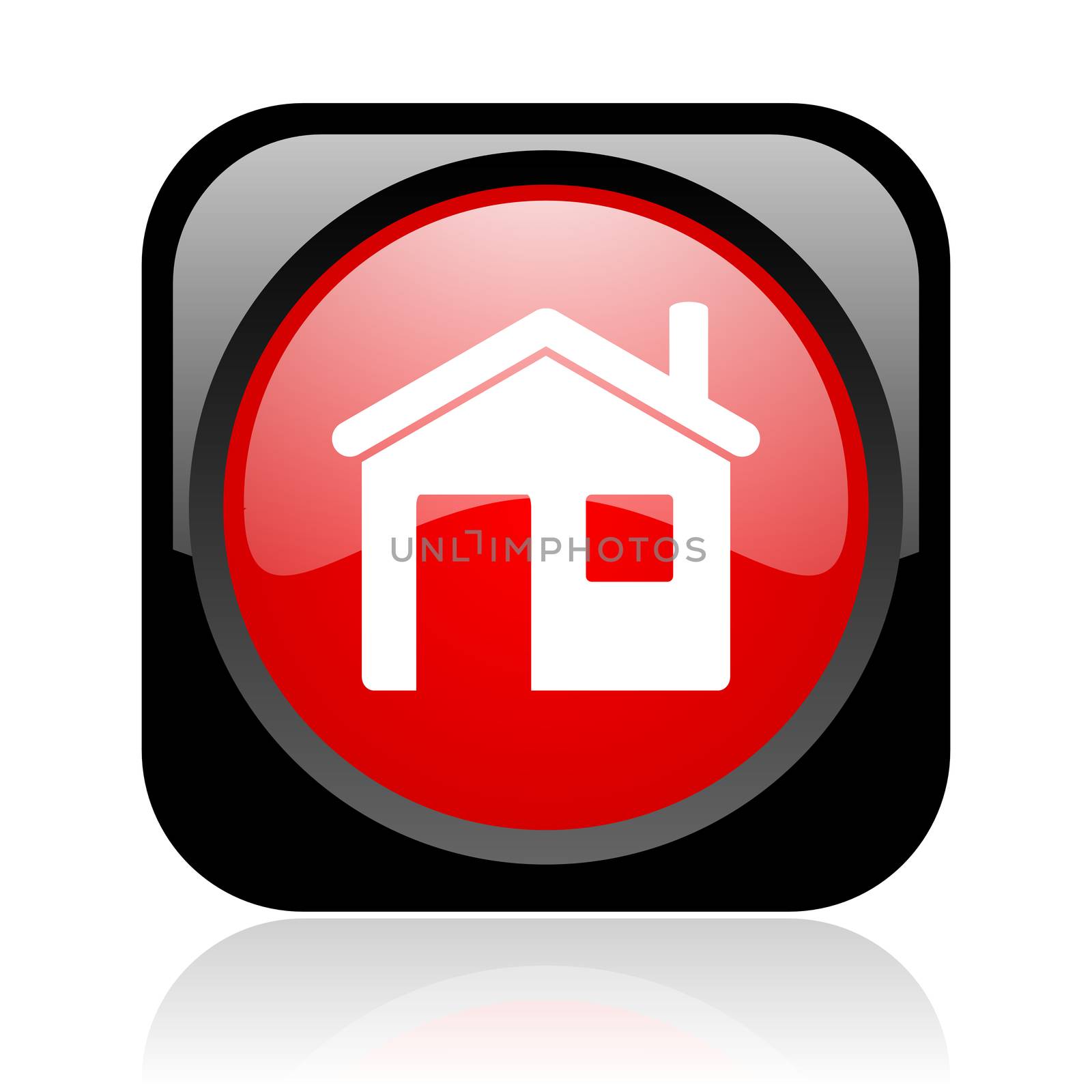 home black and red square web glossy icon