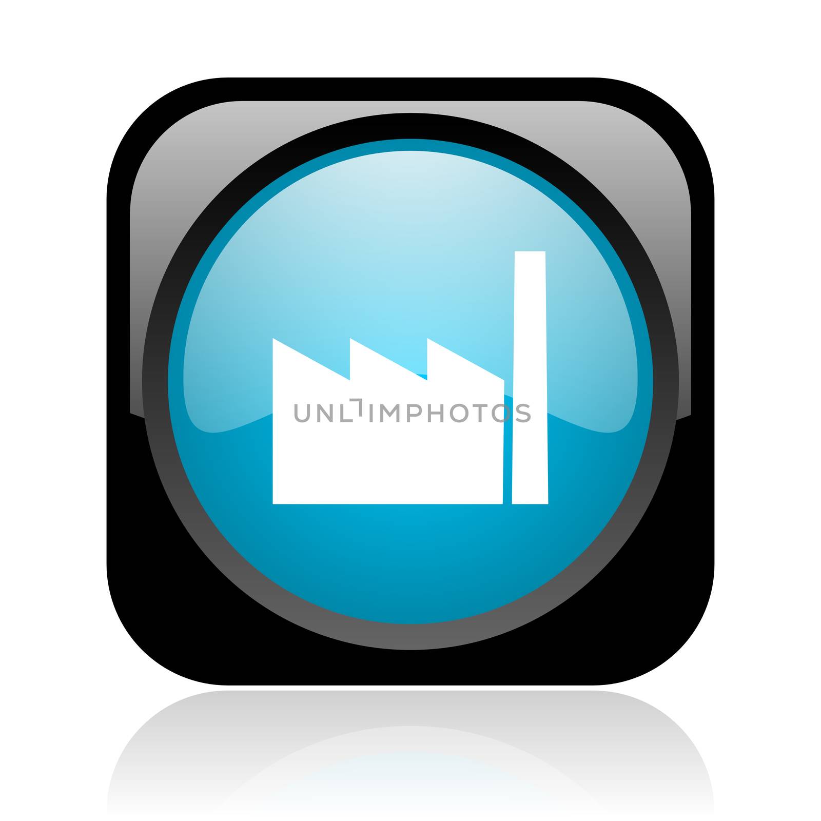 industry black and blue square web glossy icon