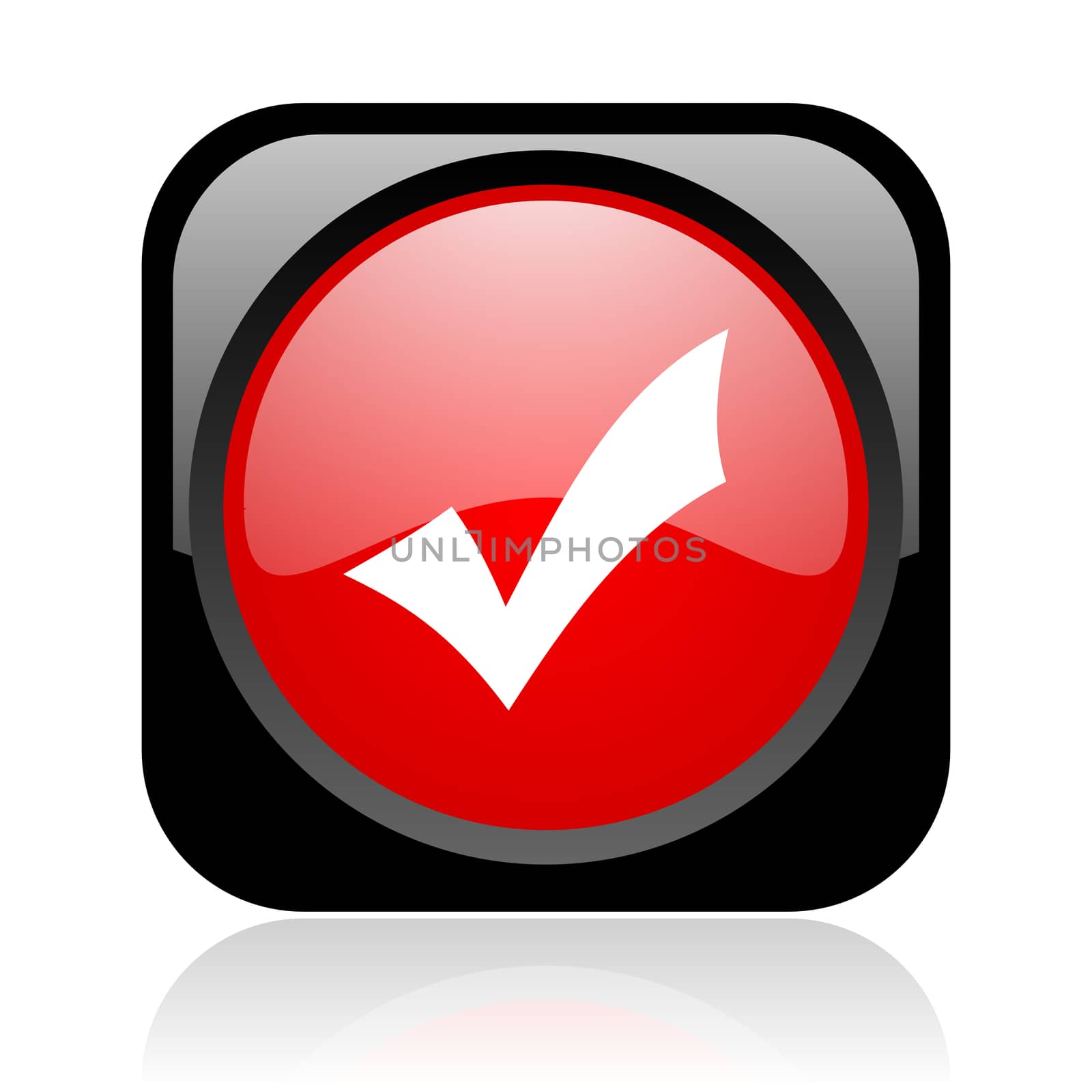 accept black and red square web glossy icon