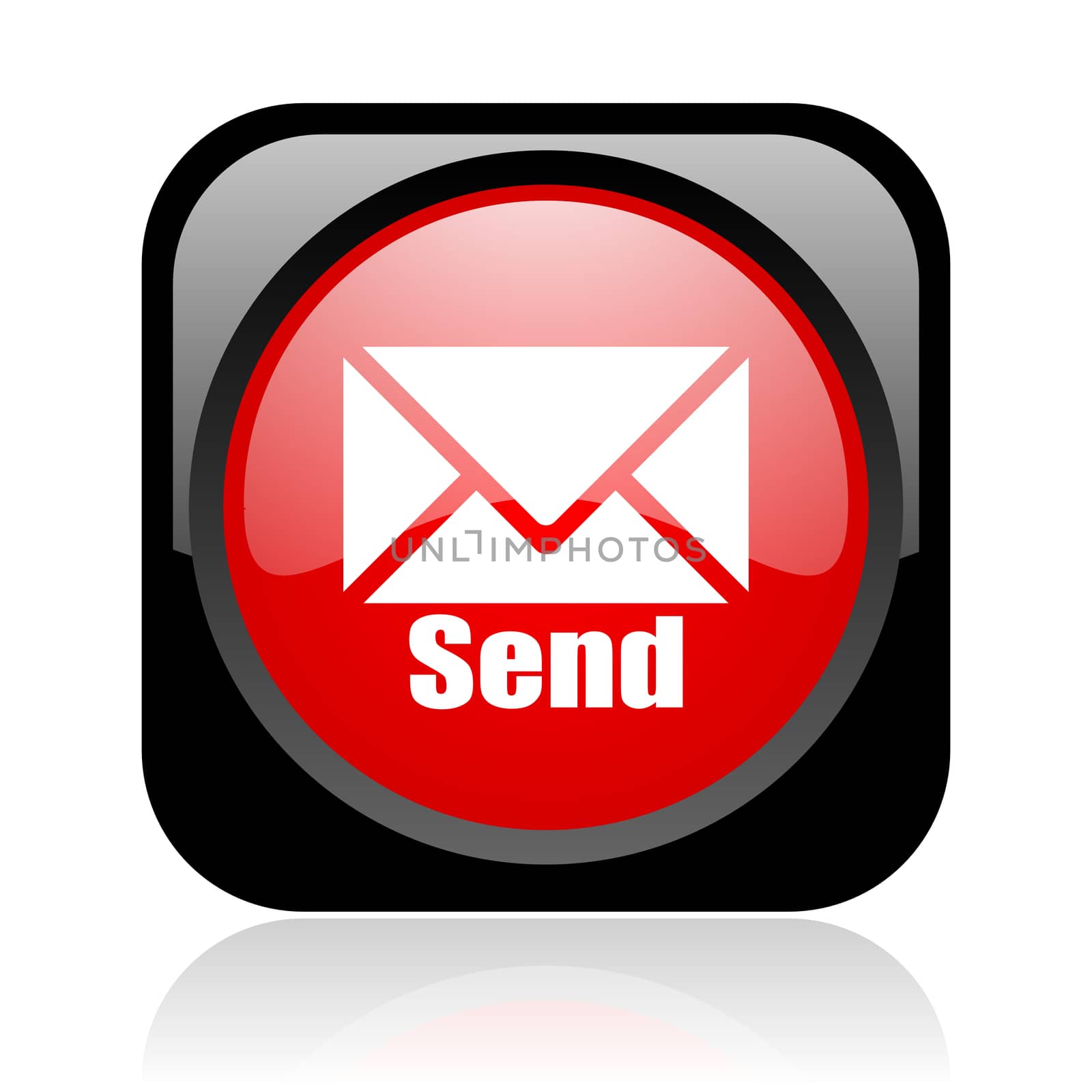 send black and red square web glossy icon