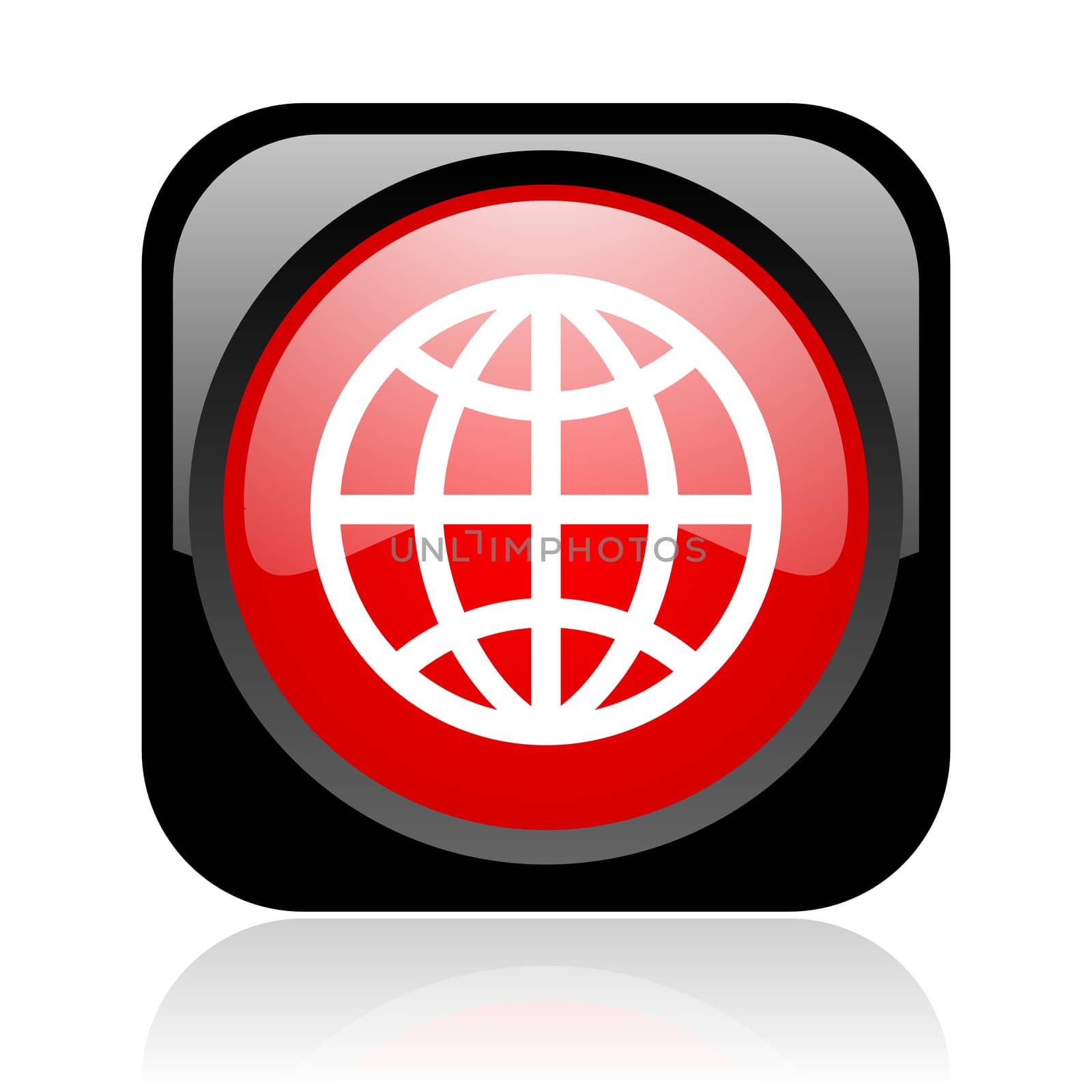 earth black and red square web glossy icon