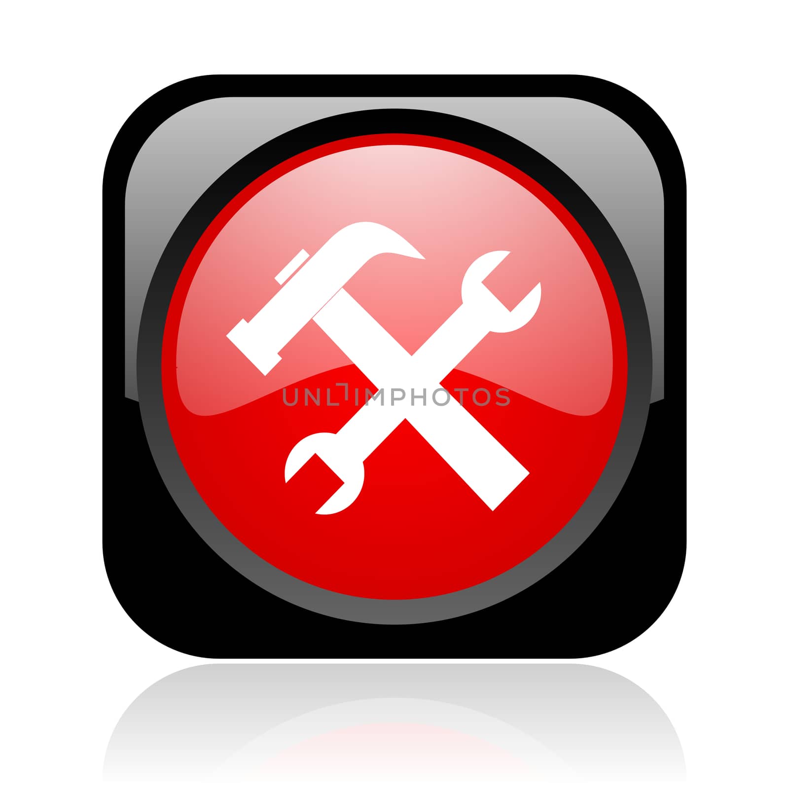 tools black and red square web glossy icon