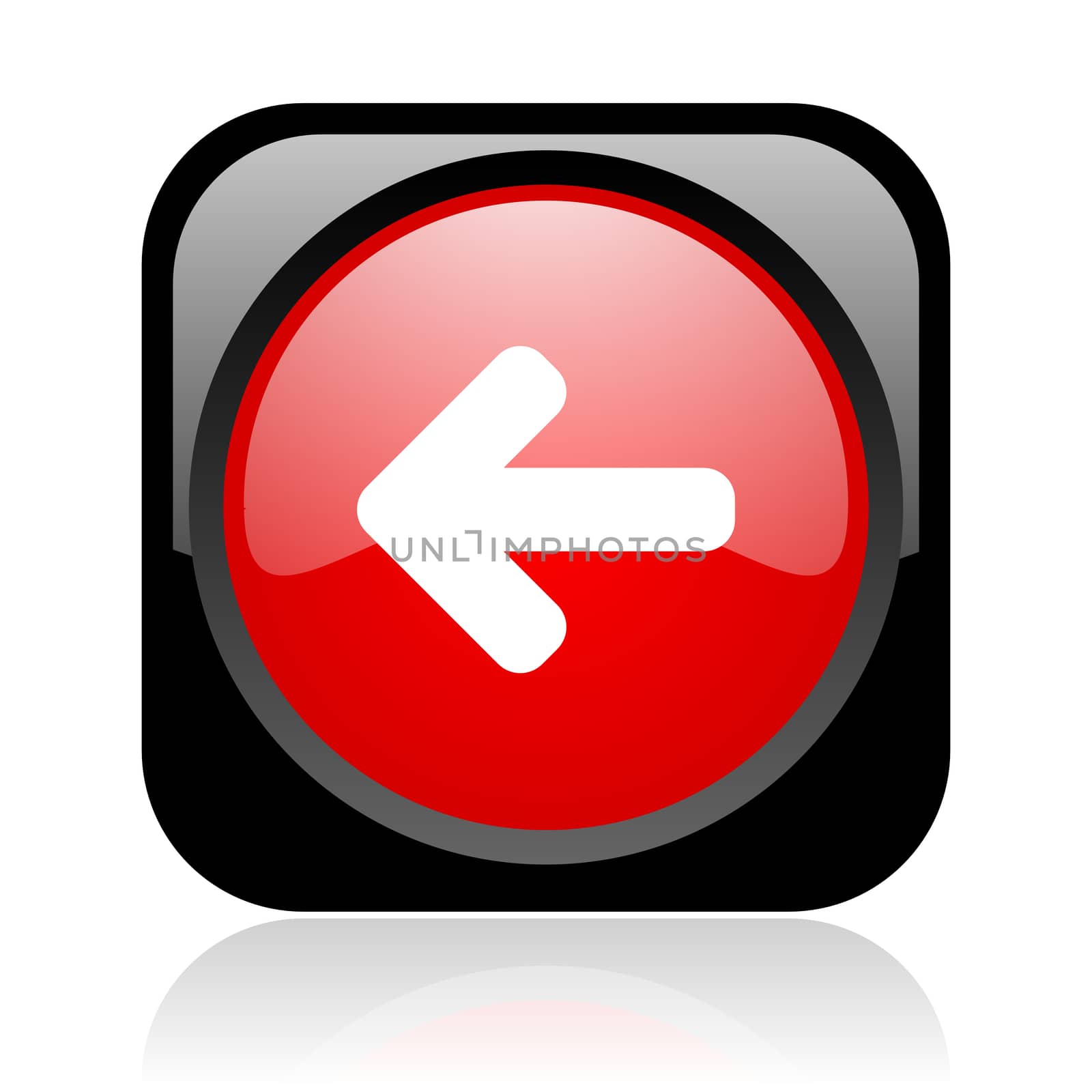 arrow left black and red square web glossy icon