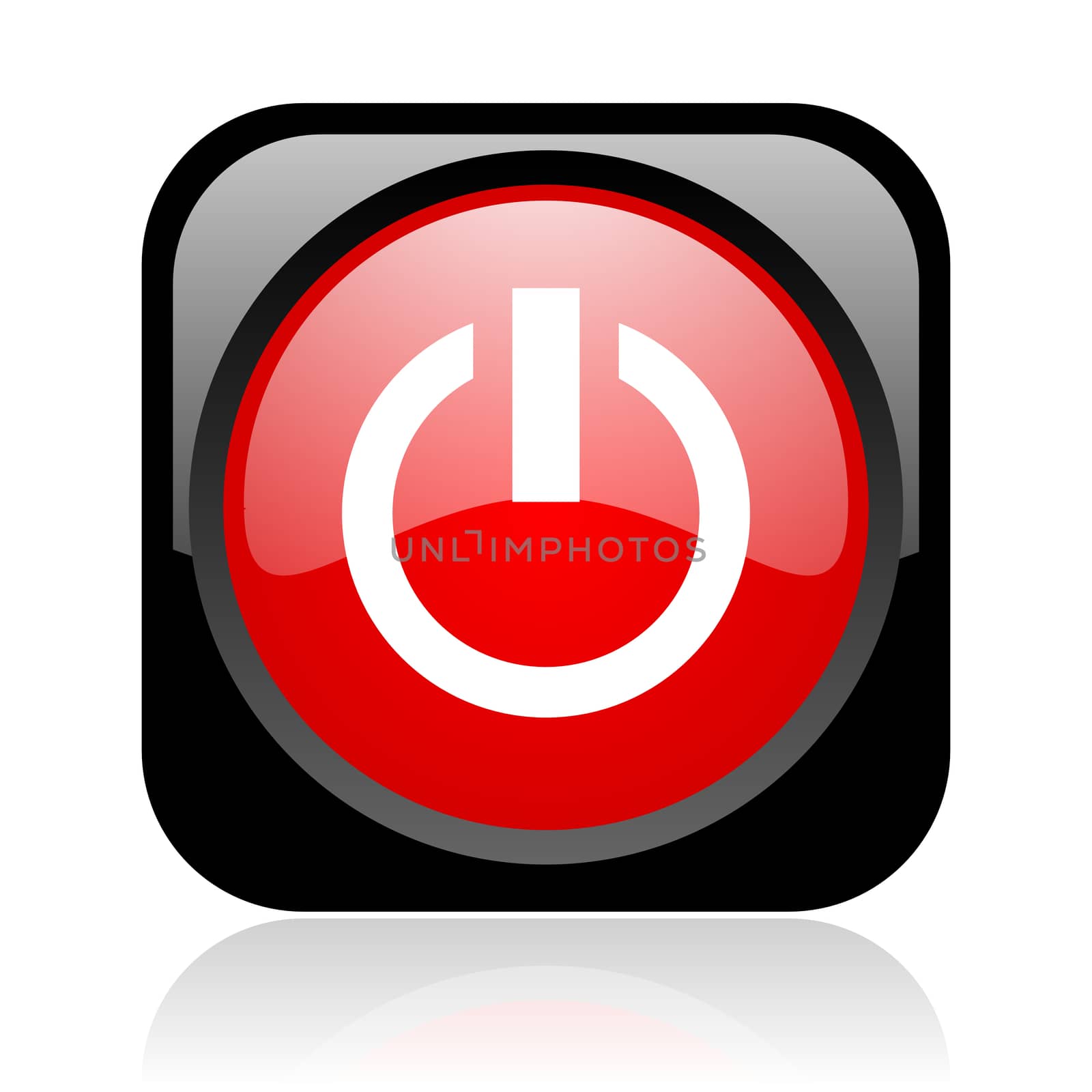 power black and red square web glossy icon