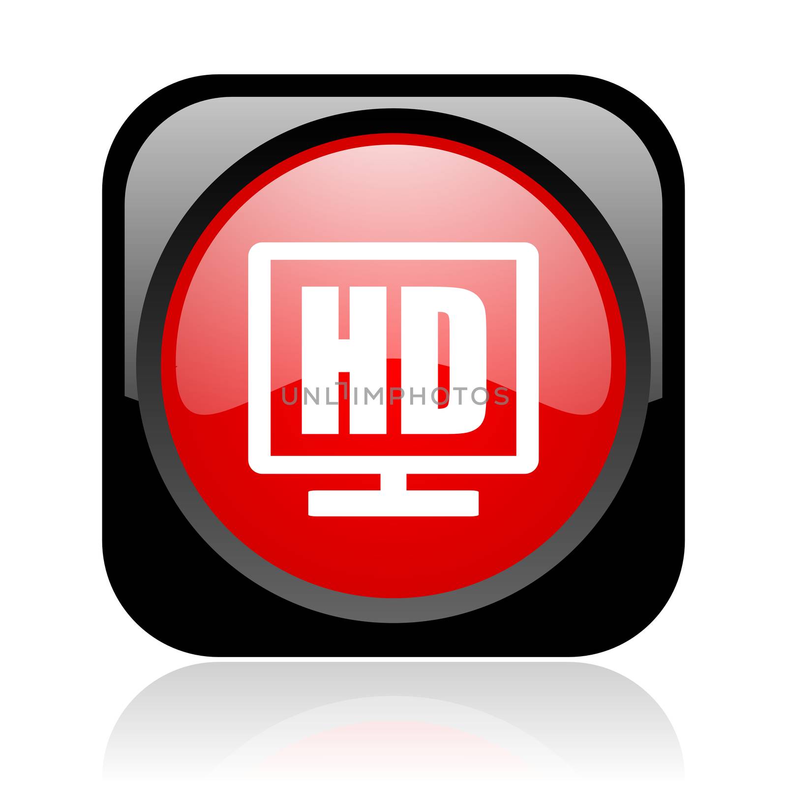 hd display black and red square web glossy icon