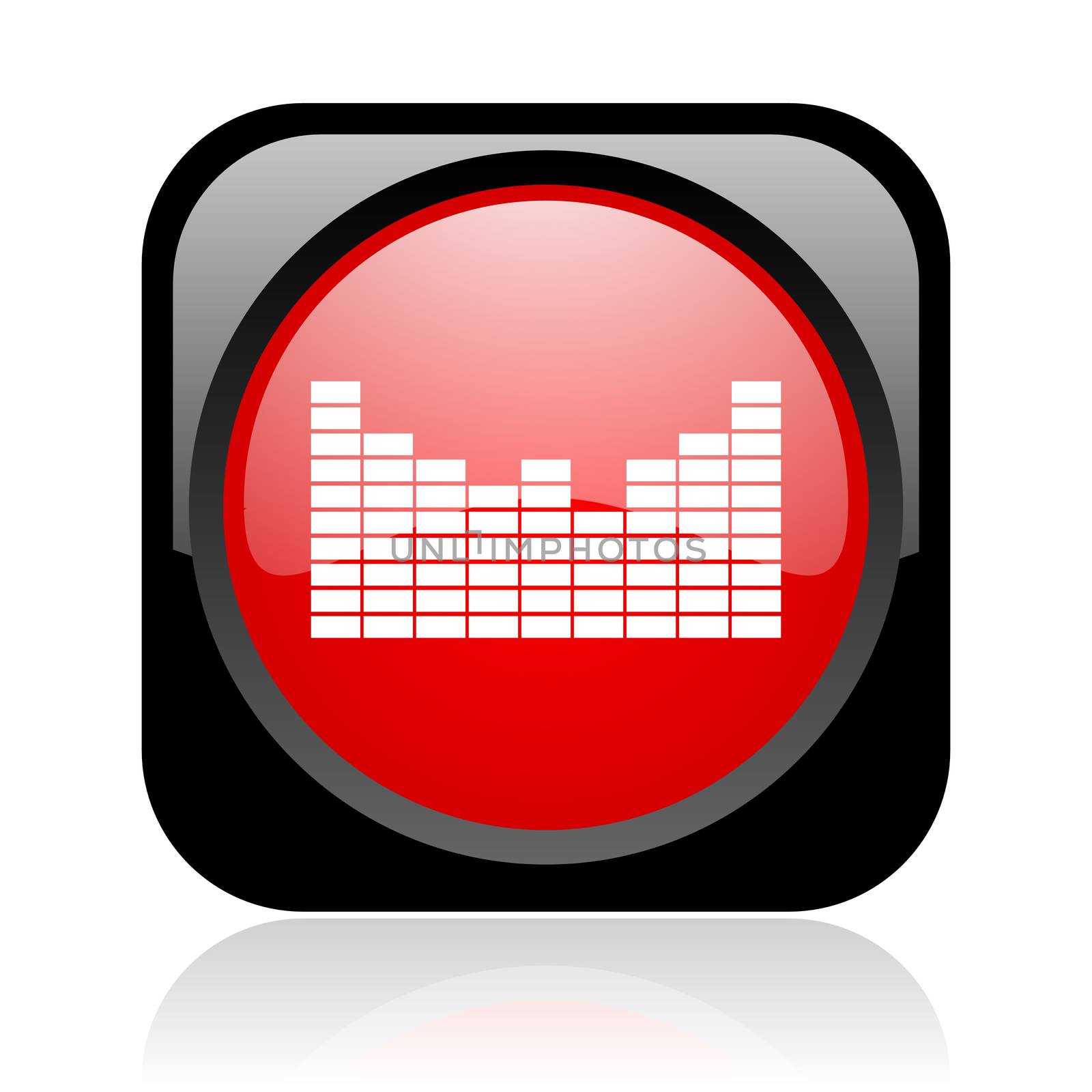 sound black and red square web glossy icon