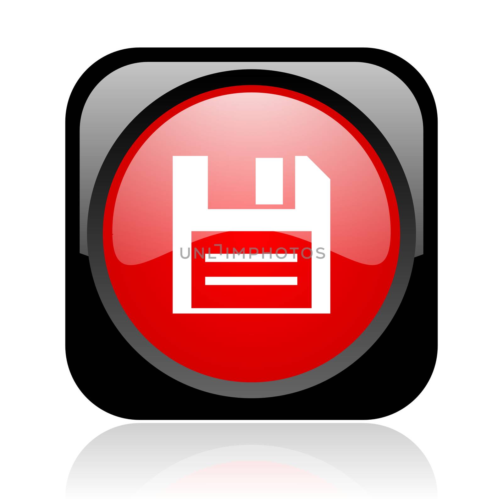 disk black and red square web glossy icon