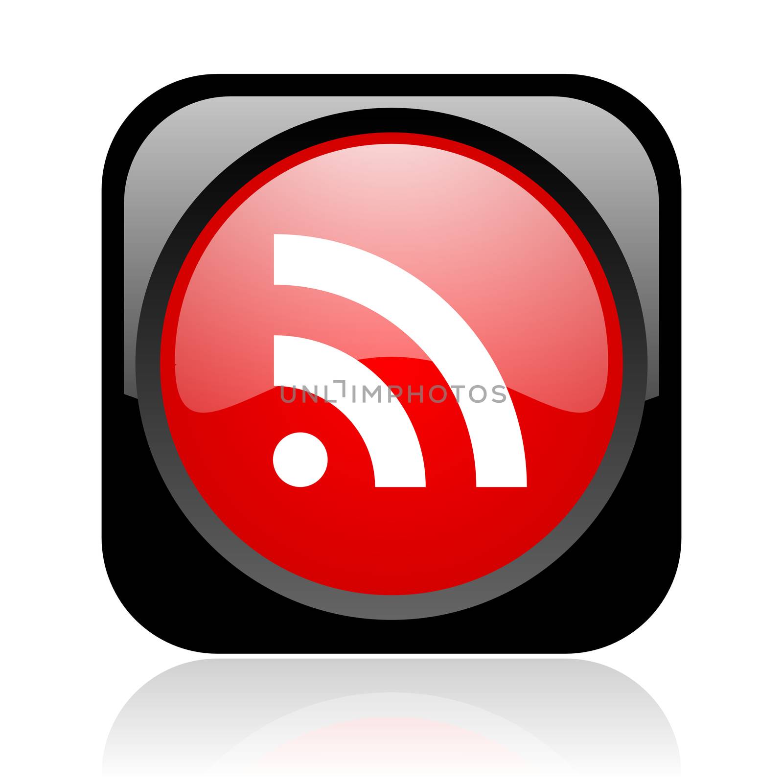 rss black and red square web glossy icon