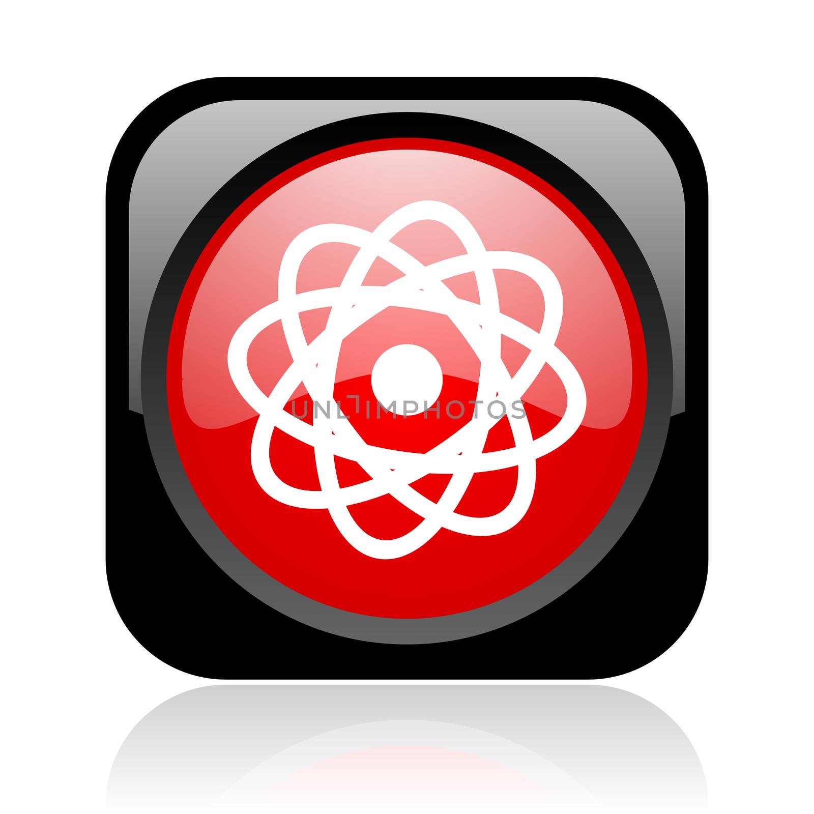 atom black and red square web glossy icon