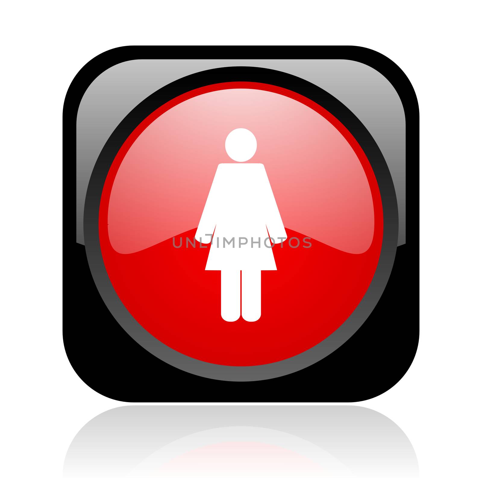 woman black and red square web glossy icon