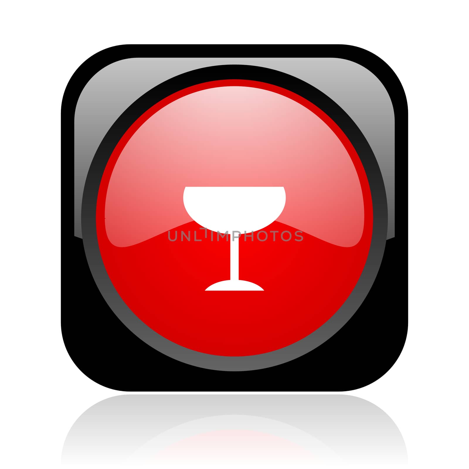 glass black and red square web glossy icon
