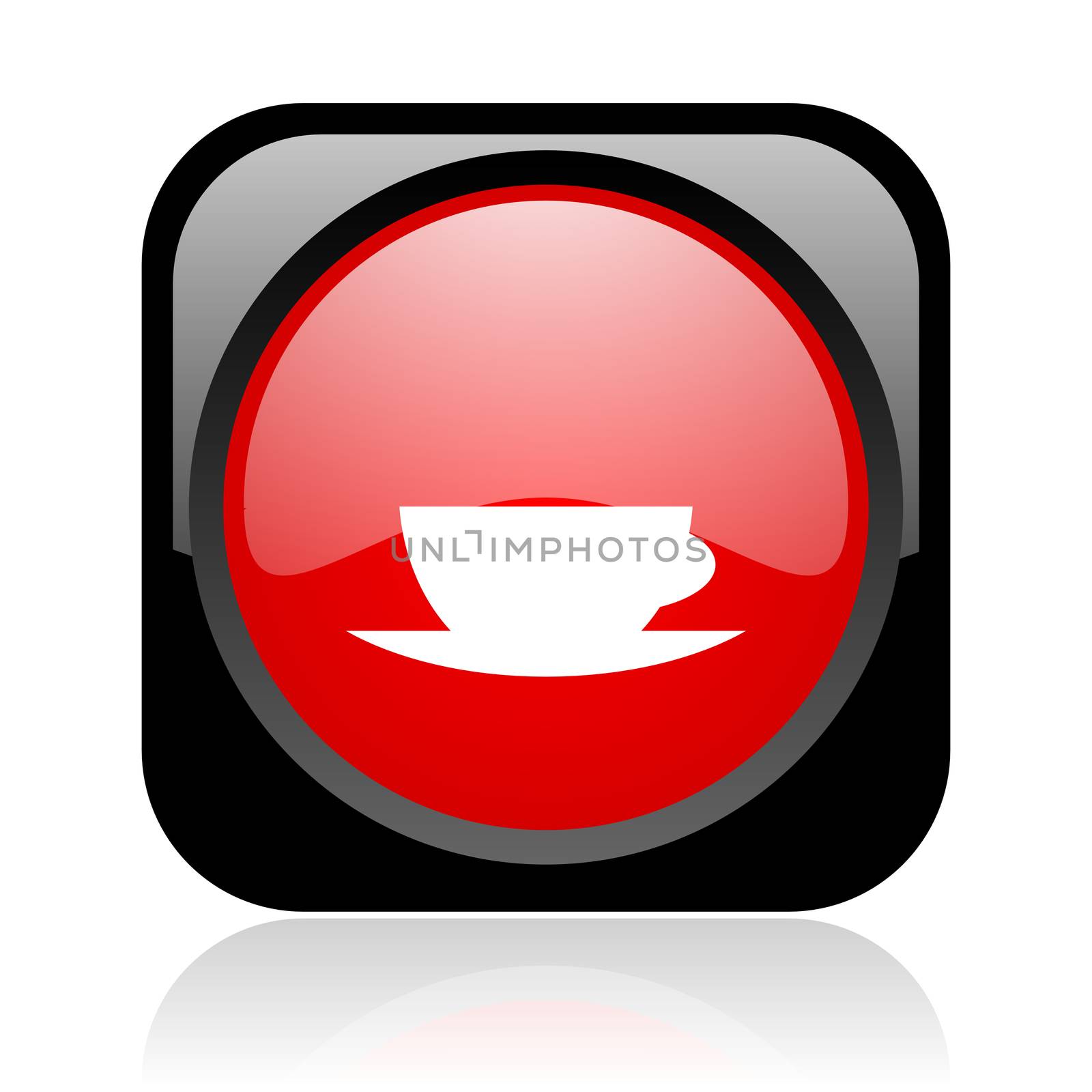 coffee cup black and red square web glossy icon